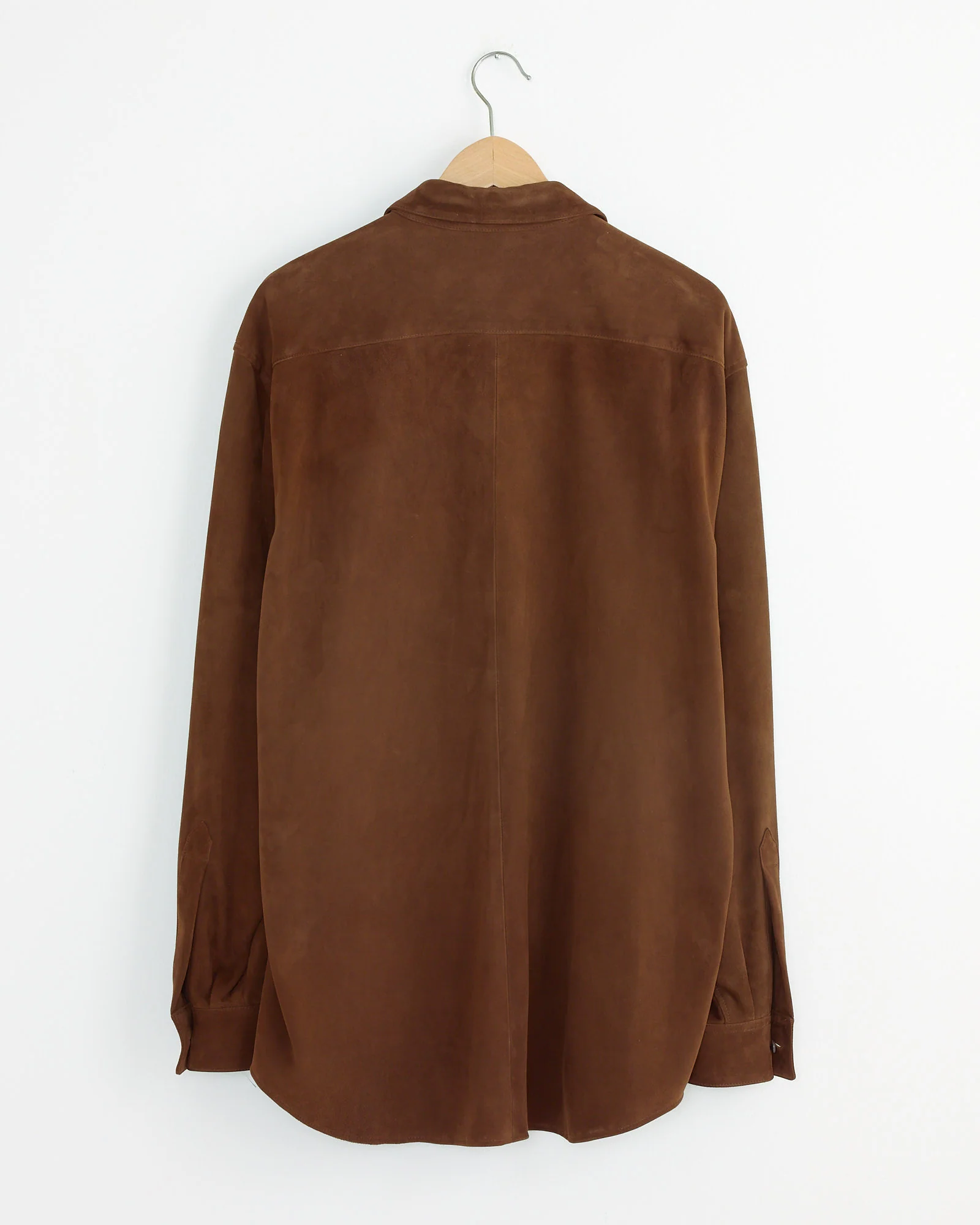 Suede Regular Collar Shirt in Brown - Image 2