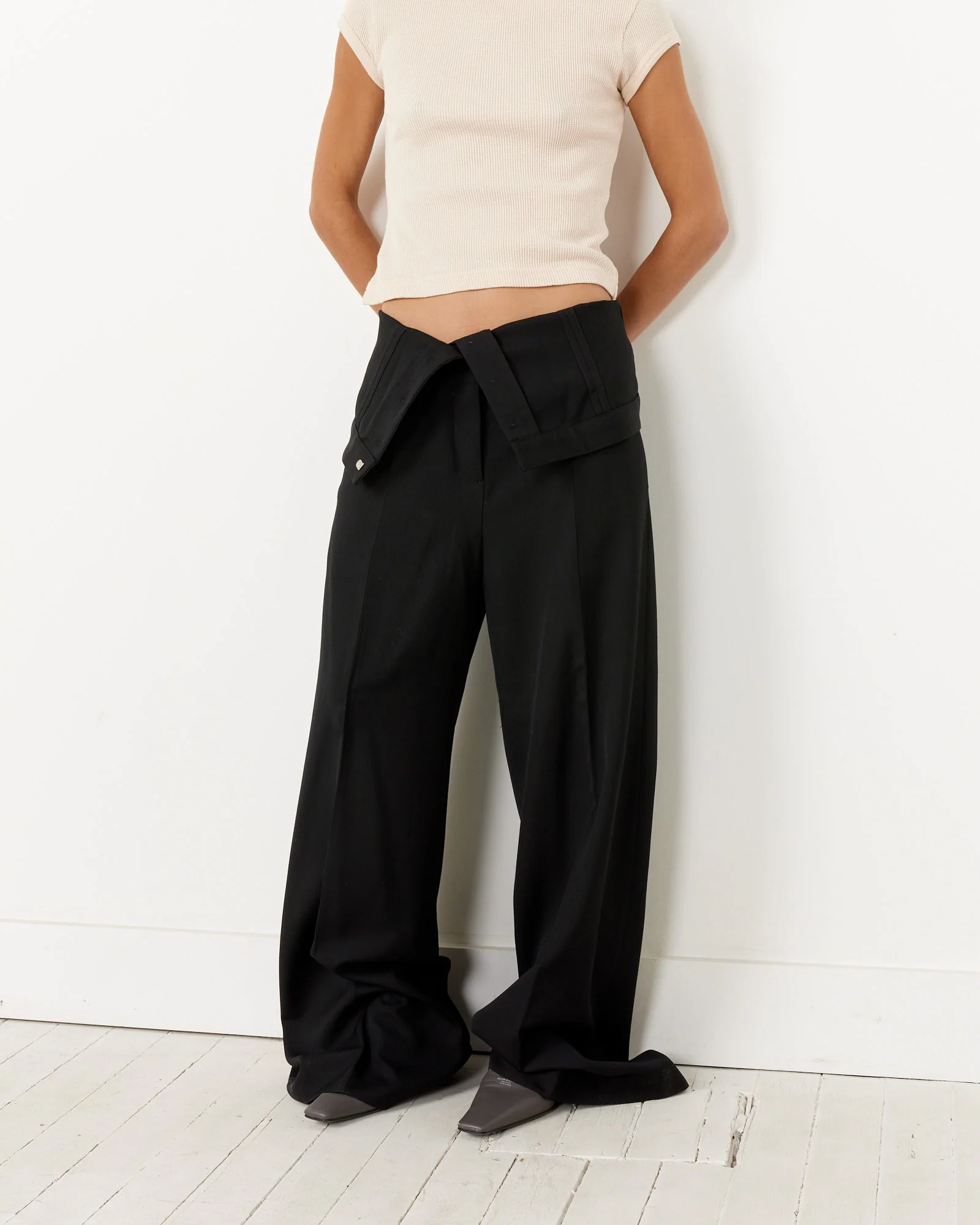 Tailored Wool Blend Trousers in Black - Image 3