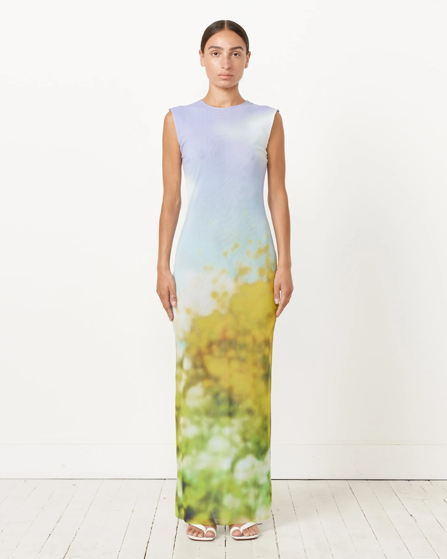 Blurred Maxi Dress in Purple/Yellow