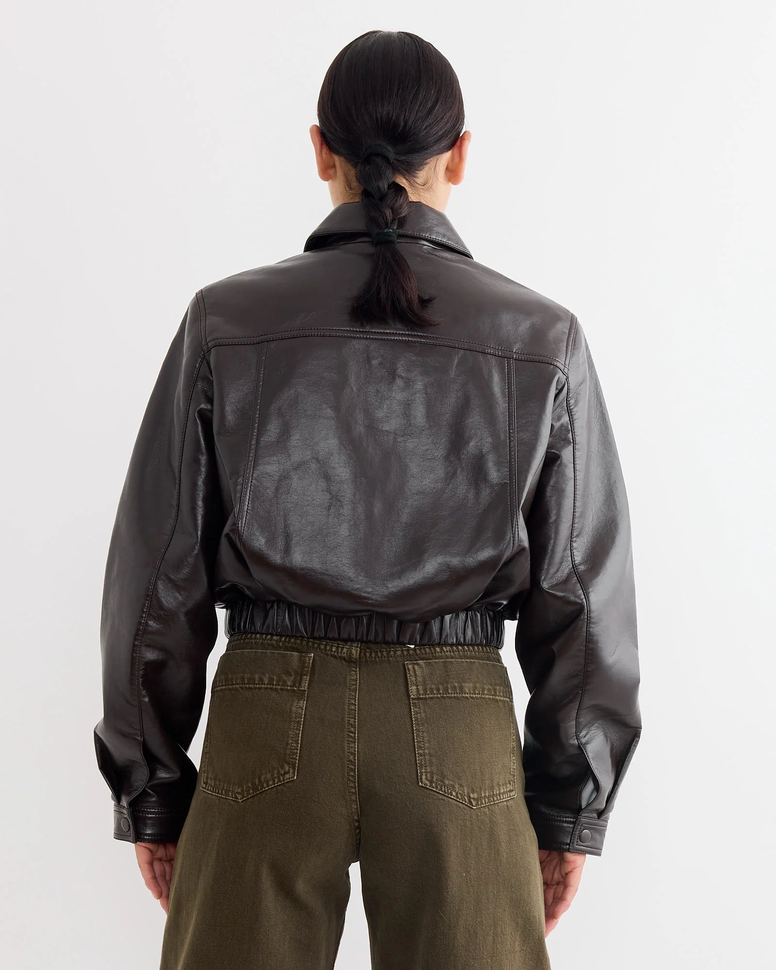 Essie Recycled Cropped Jacket in Chocolate - Image 2