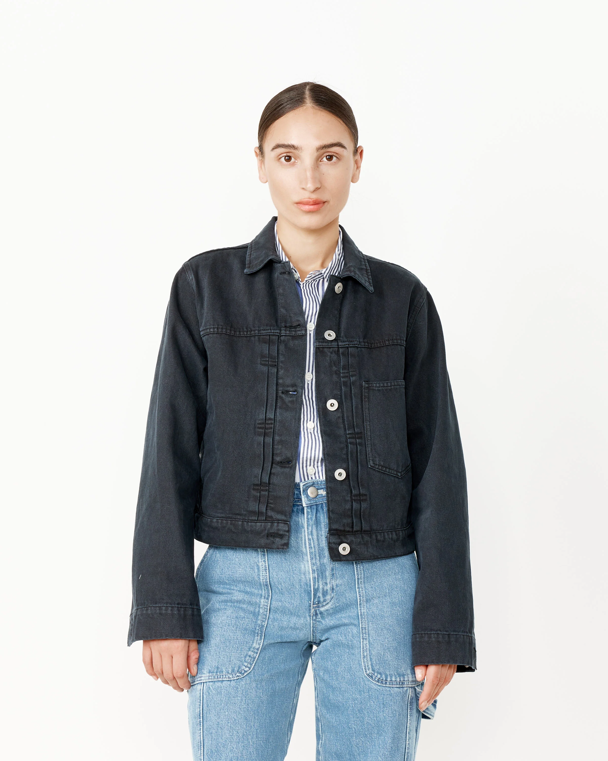 Trucker Jacket in Washed Black