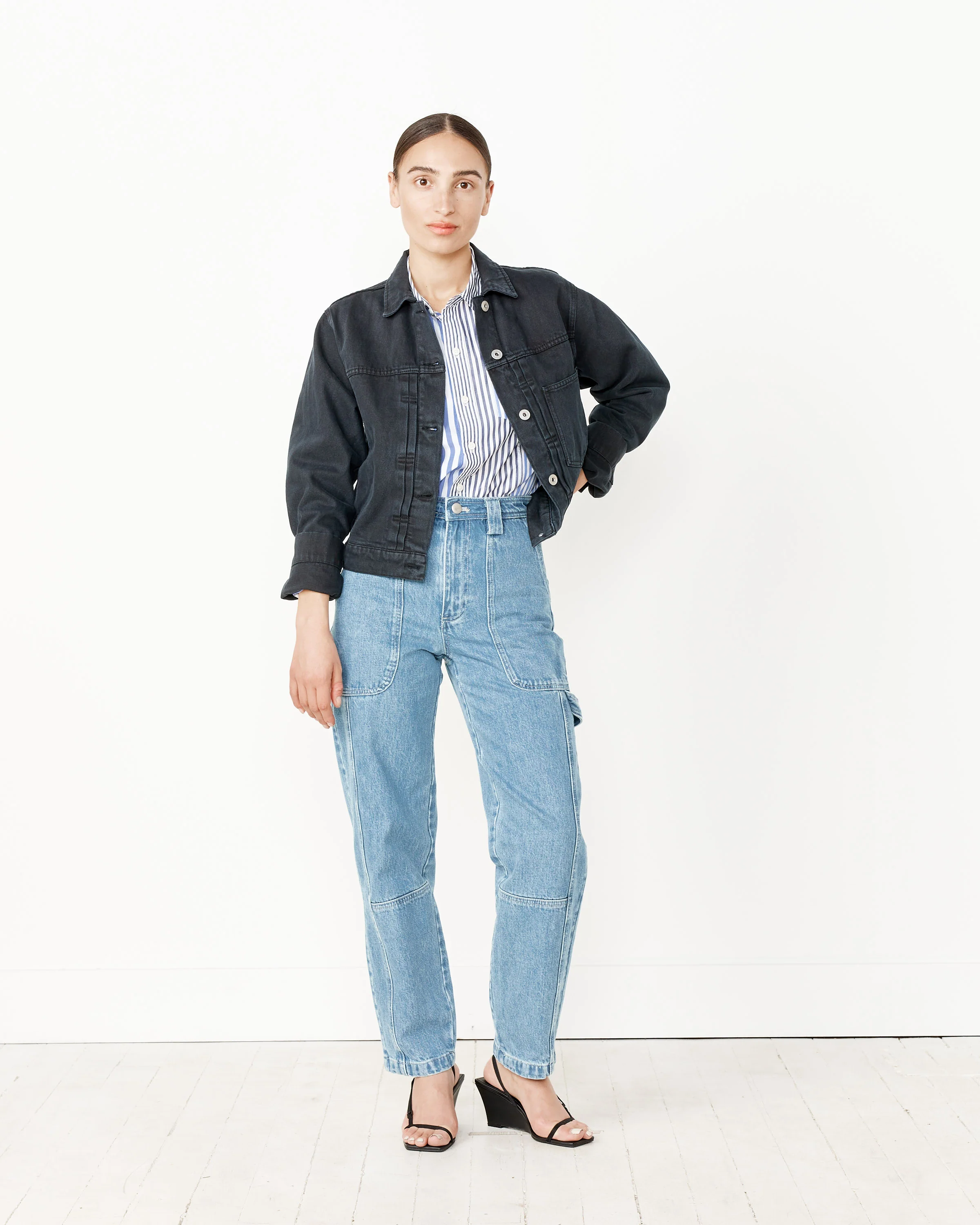 Trucker Jacket in Washed Black - Image 2