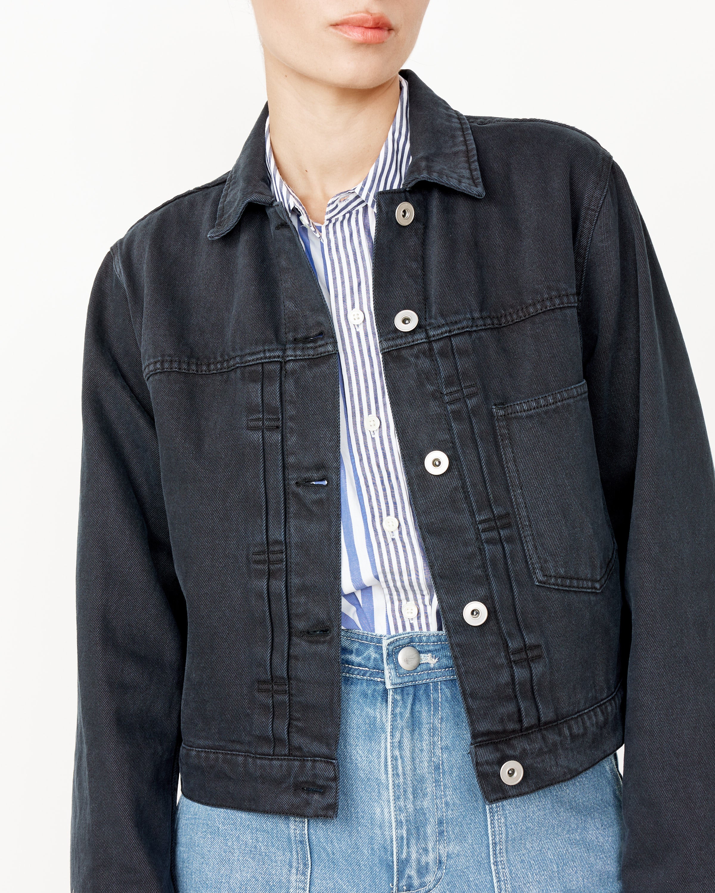 Trucker Jacket in Washed Black - Image 4