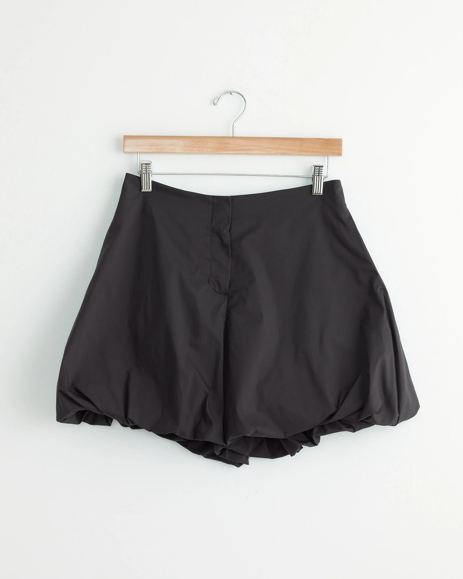 Cotton Volume Shirring Short in Charcoal