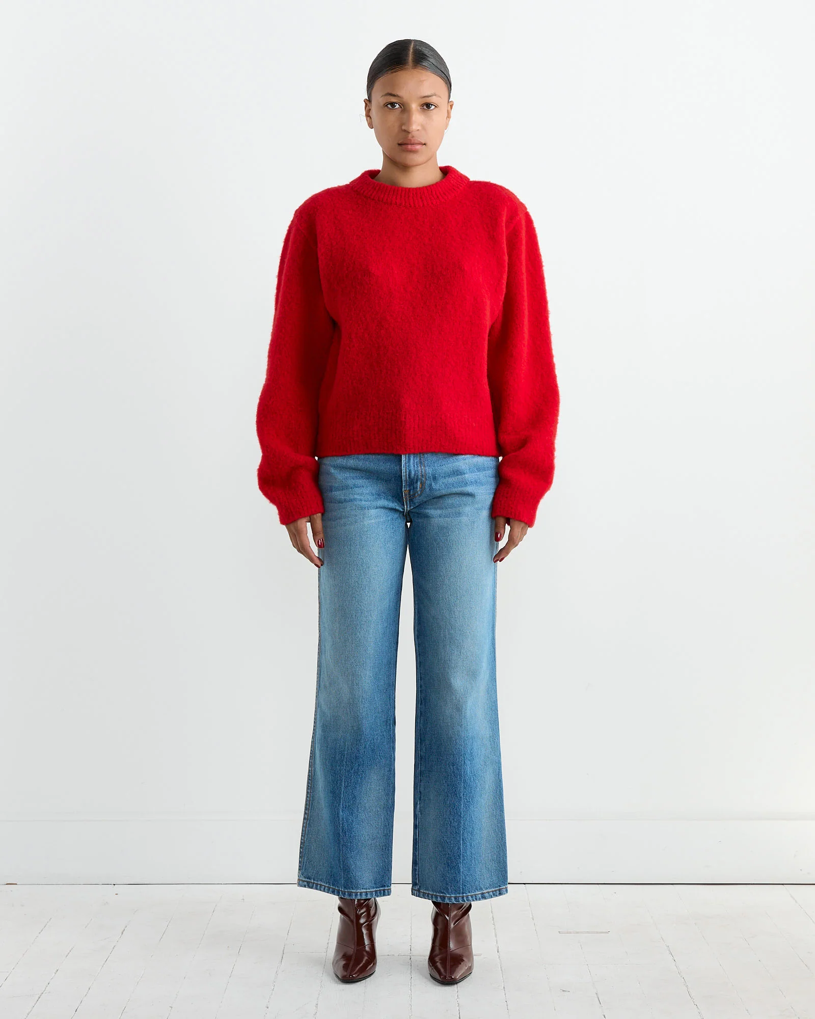 Furry Brushed Knit in Red - Image 2