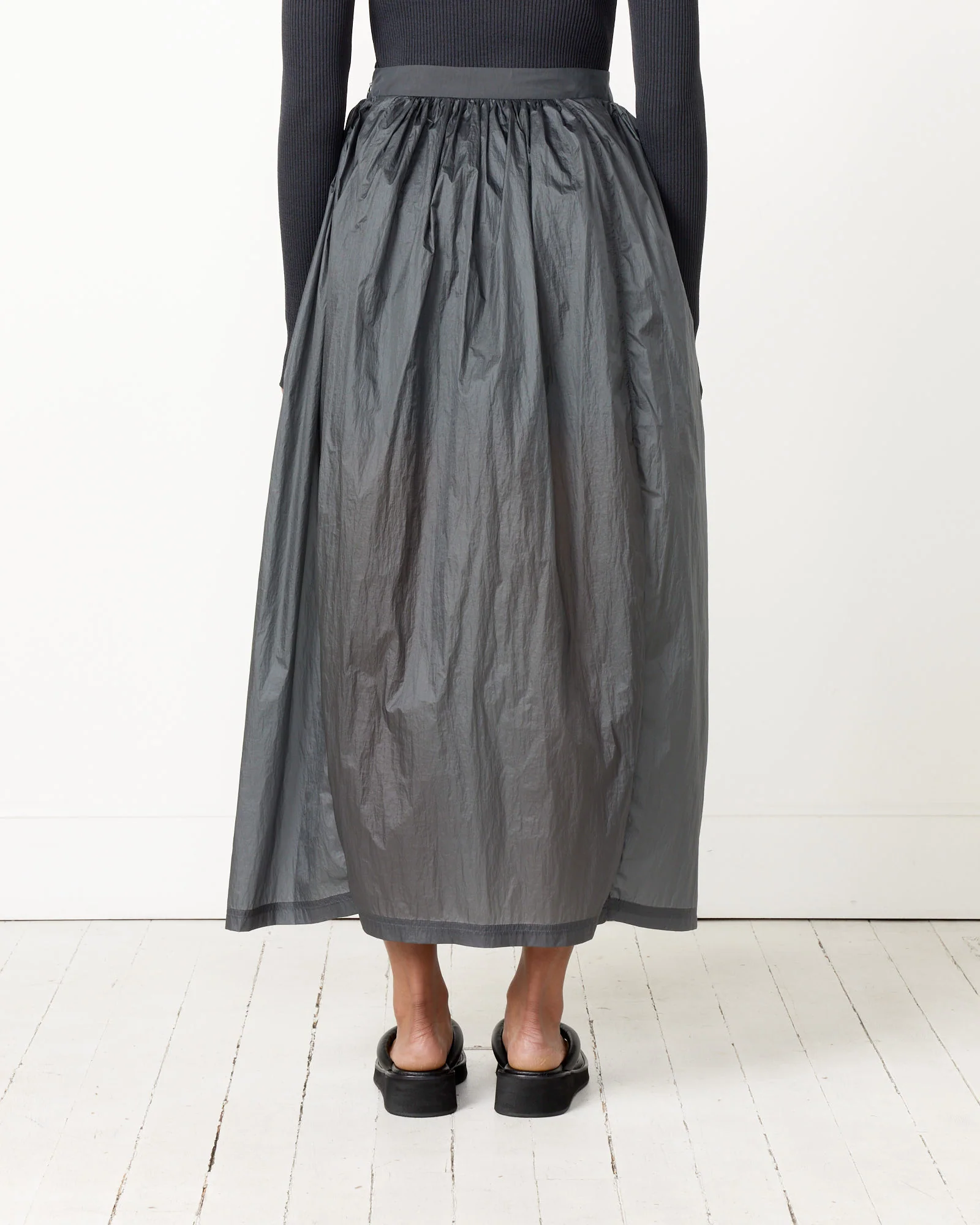Layered Shirring Skirt in Navy - Image 3