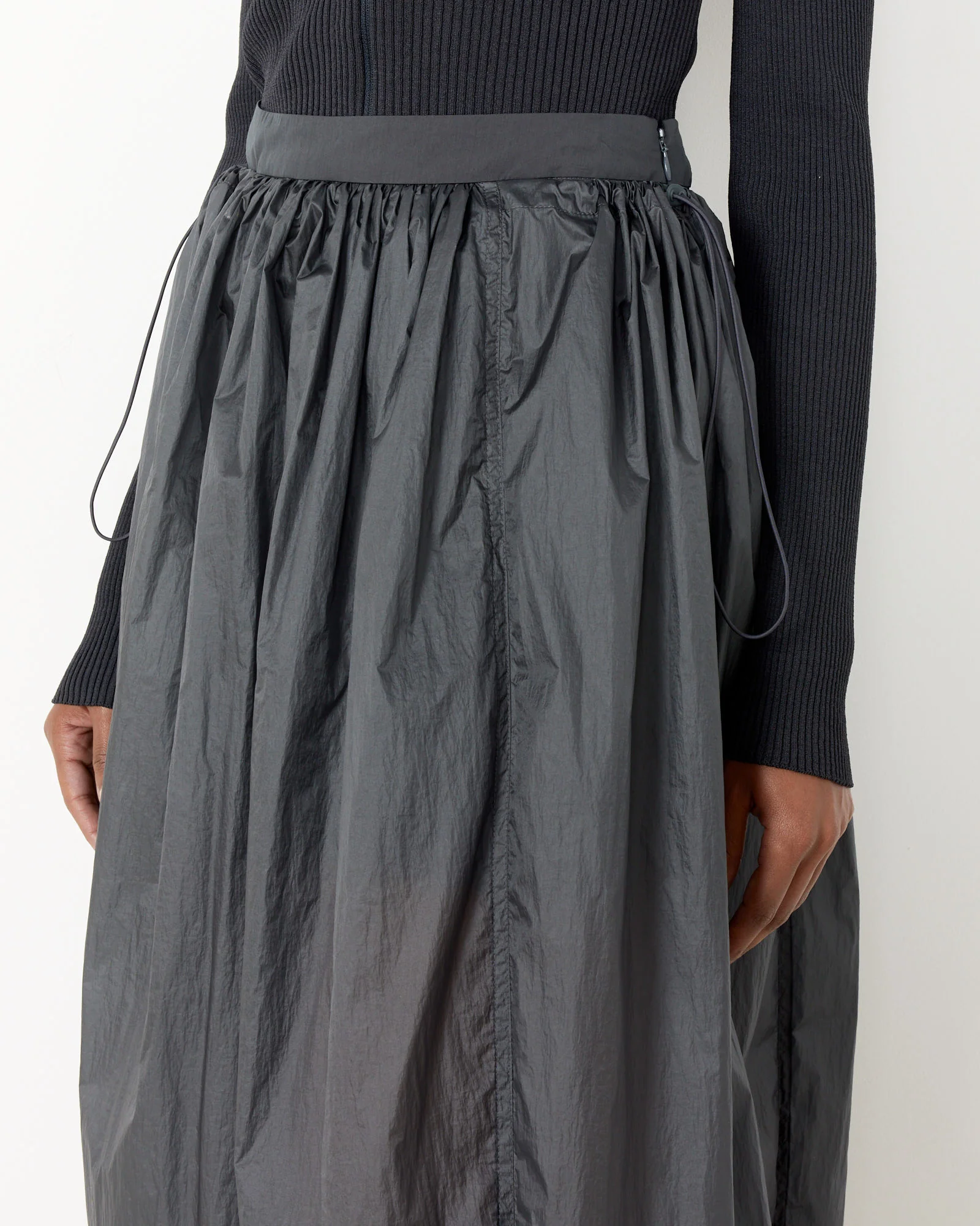 Layered Shirring Skirt in Navy - Image 4
