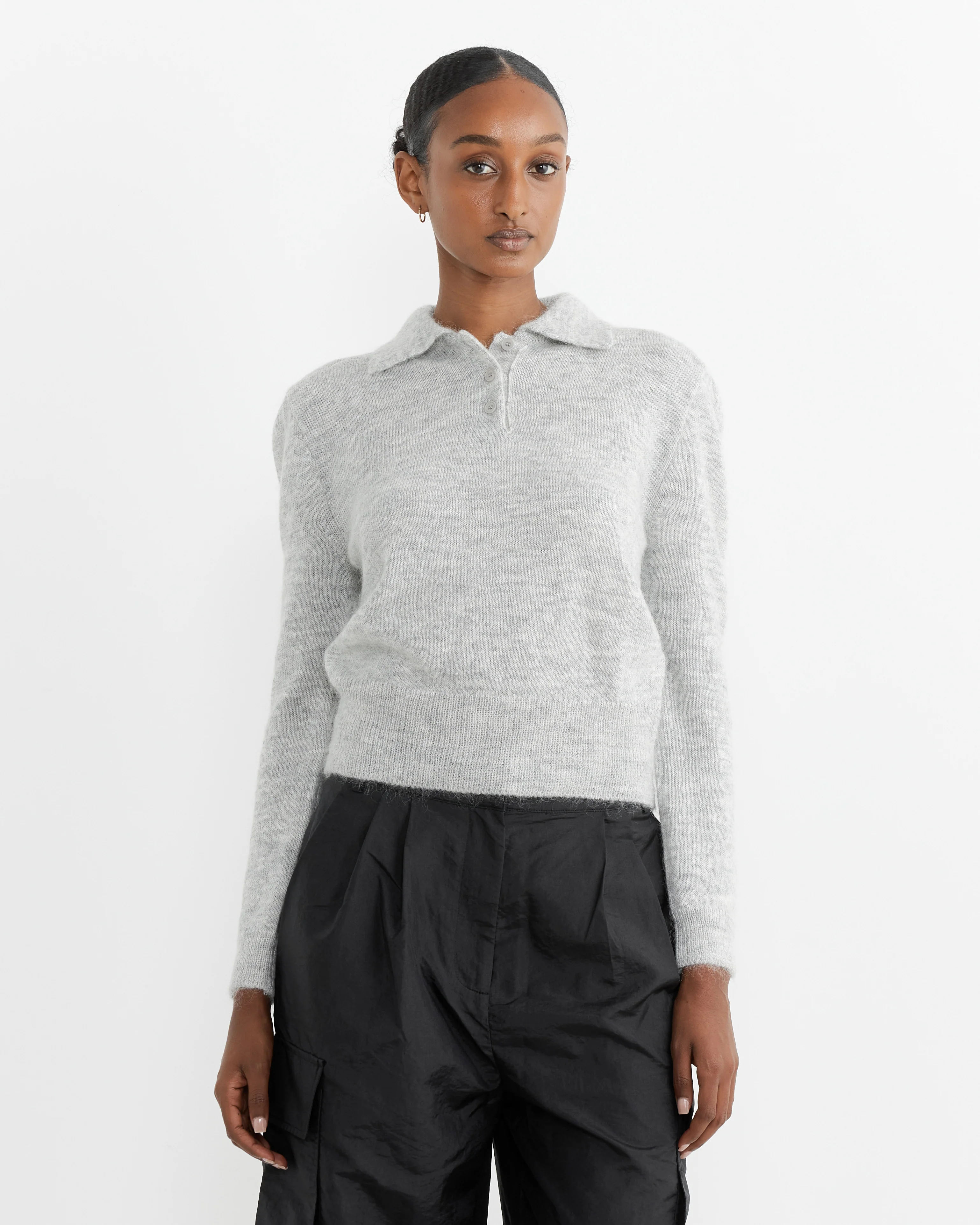 Mohair Collar Knit in Grey