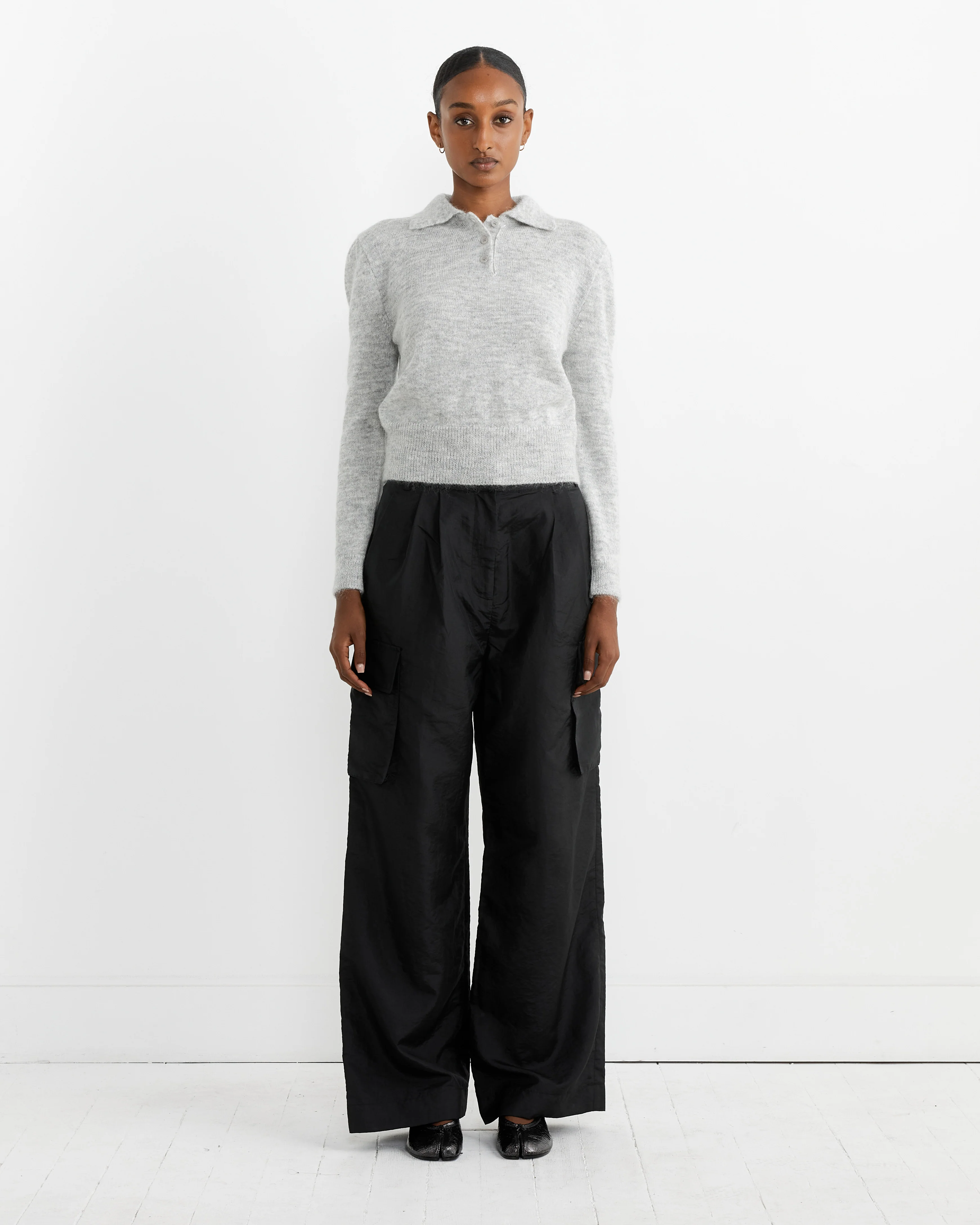 Mohair Collar Knit in Grey - Image 2