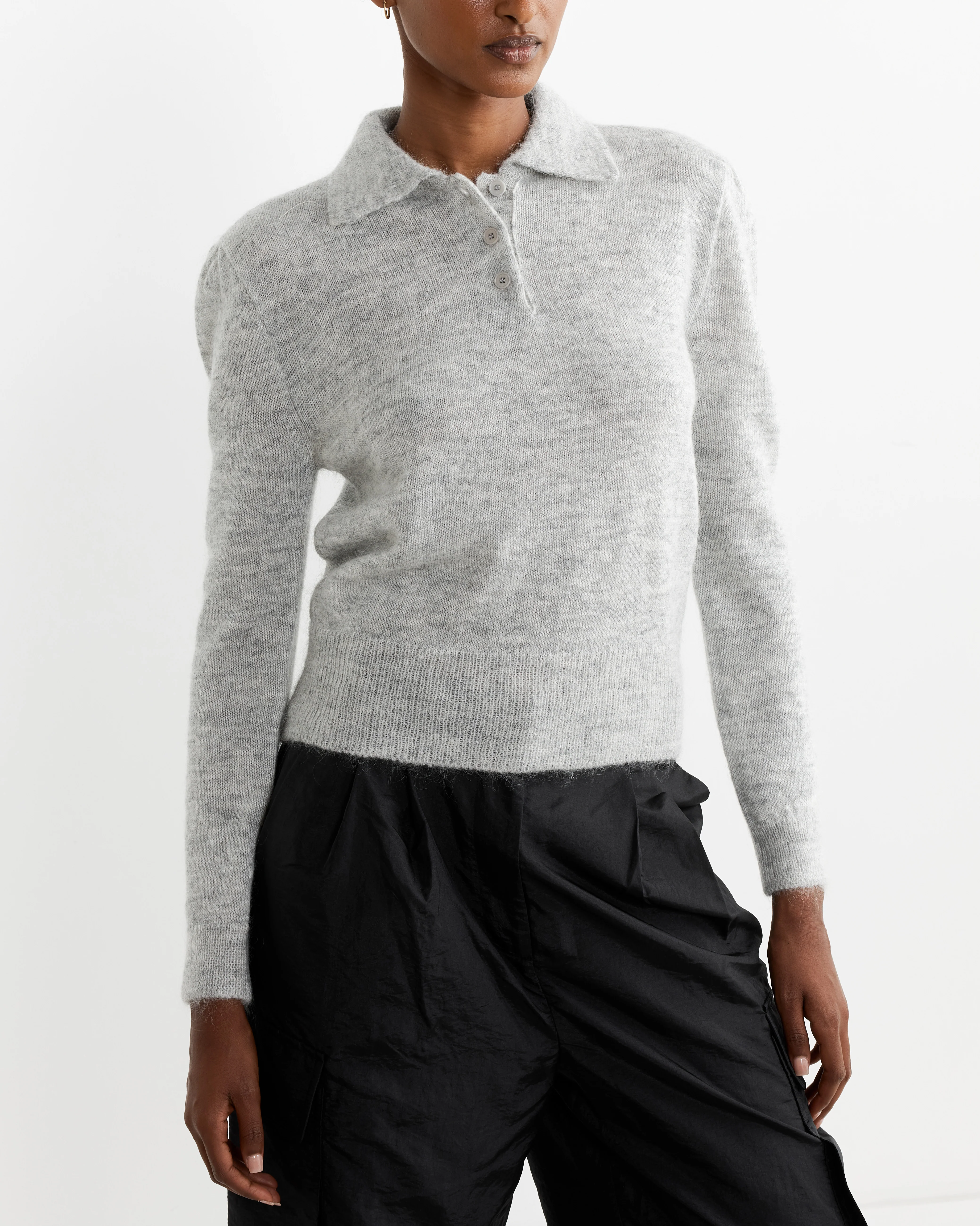Mohair Collar Knit in Grey - Image 3