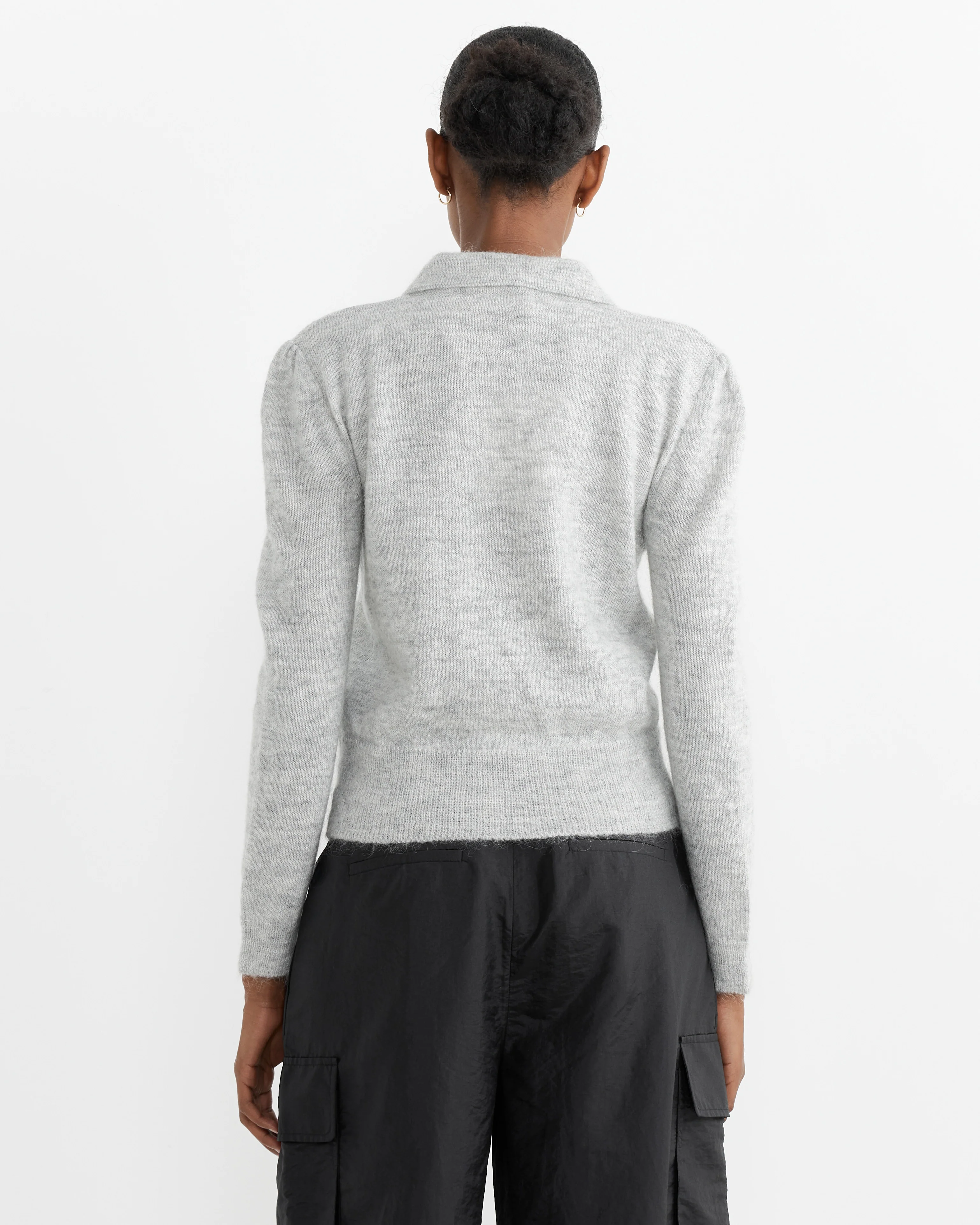 Mohair Collar Knit in Grey - Image 4