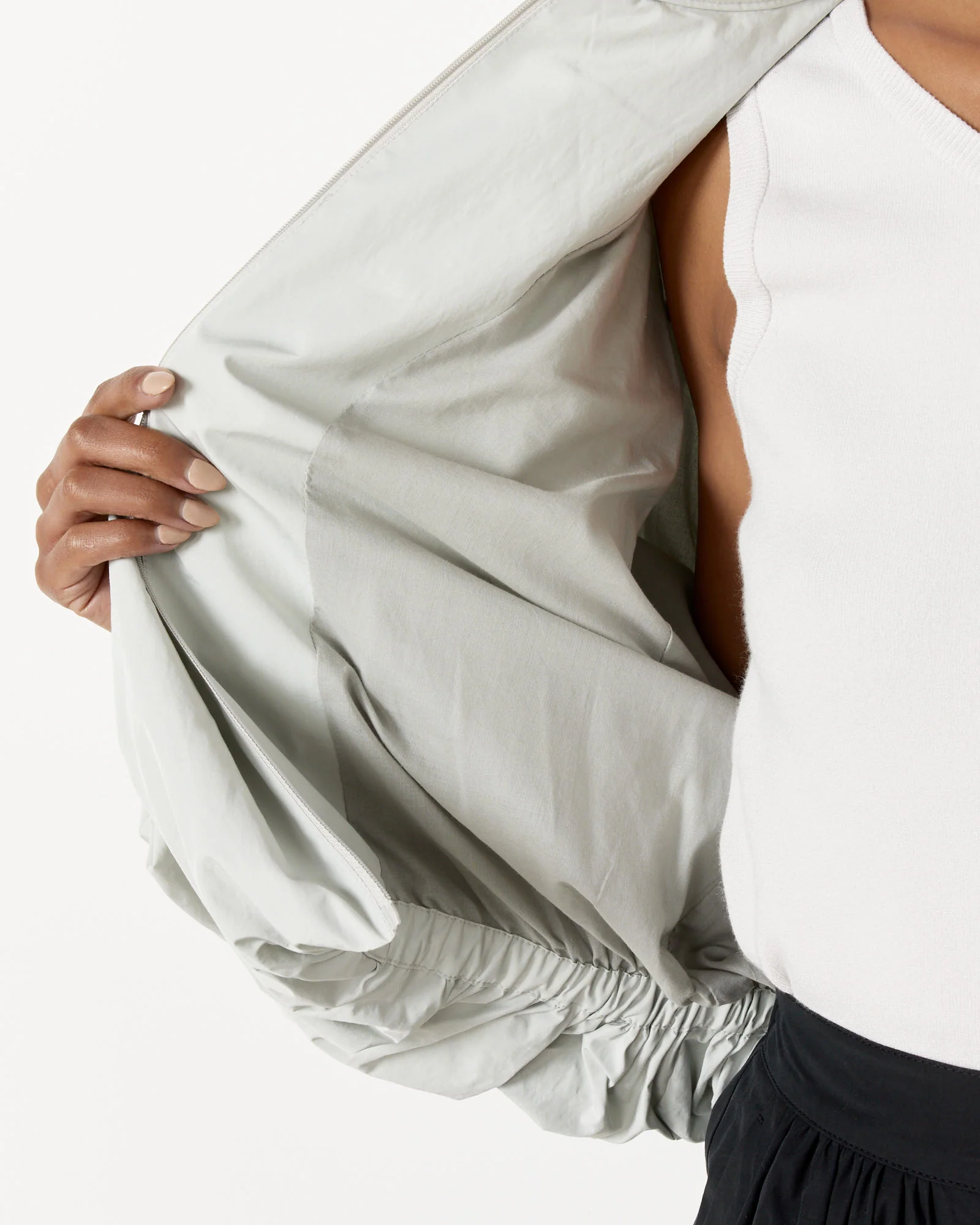 Neck Shirring Volume Jumper in Light Grey - Image 5