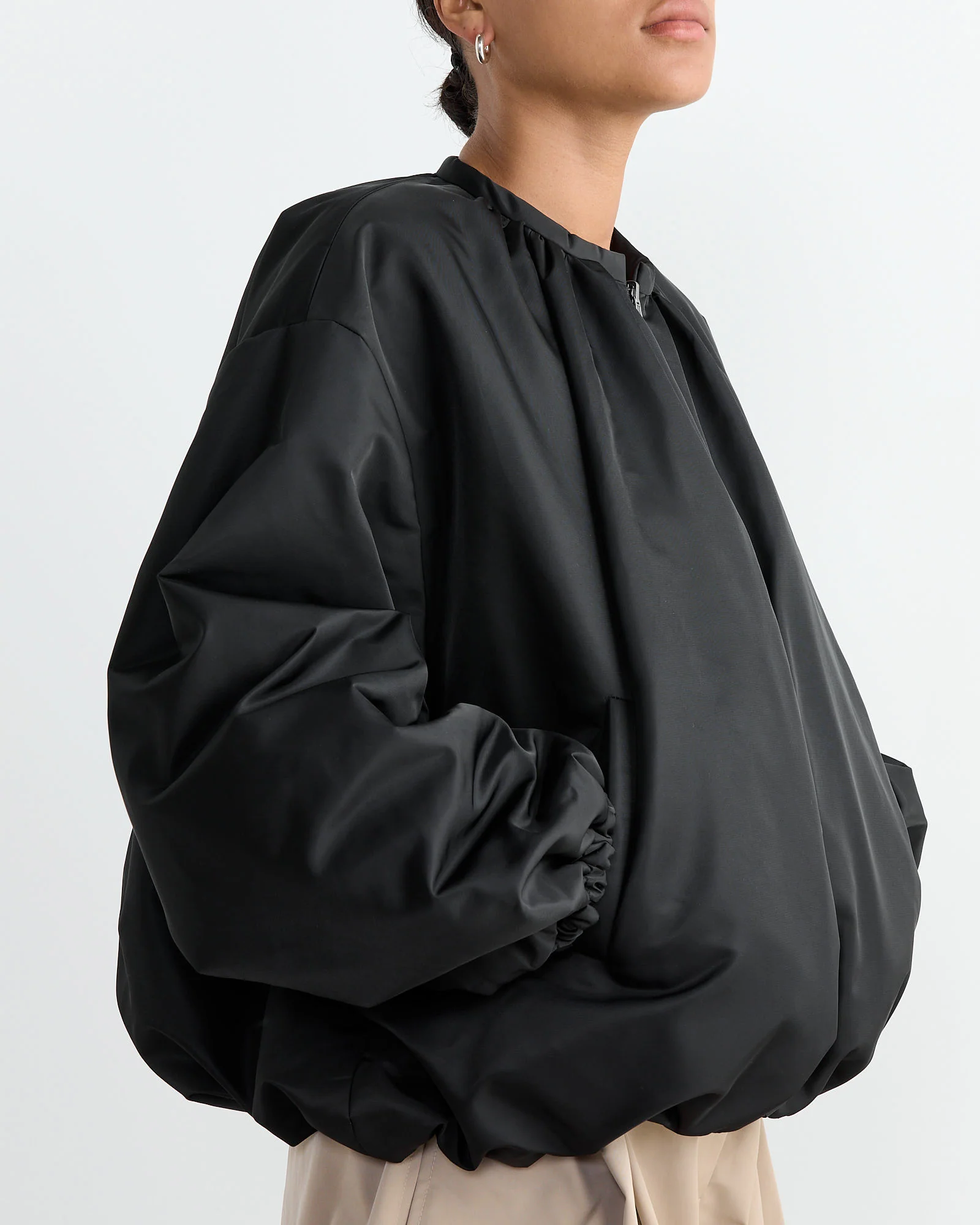 Quilted Reversible Padded Jumper in Black - Image 4