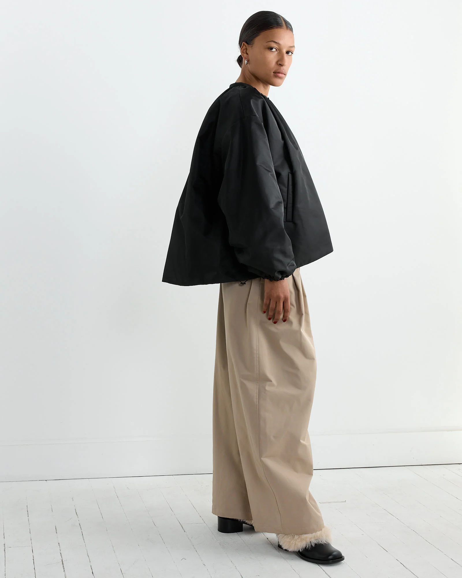 Quilted Reversible Padded Jumper in Black - Image 5