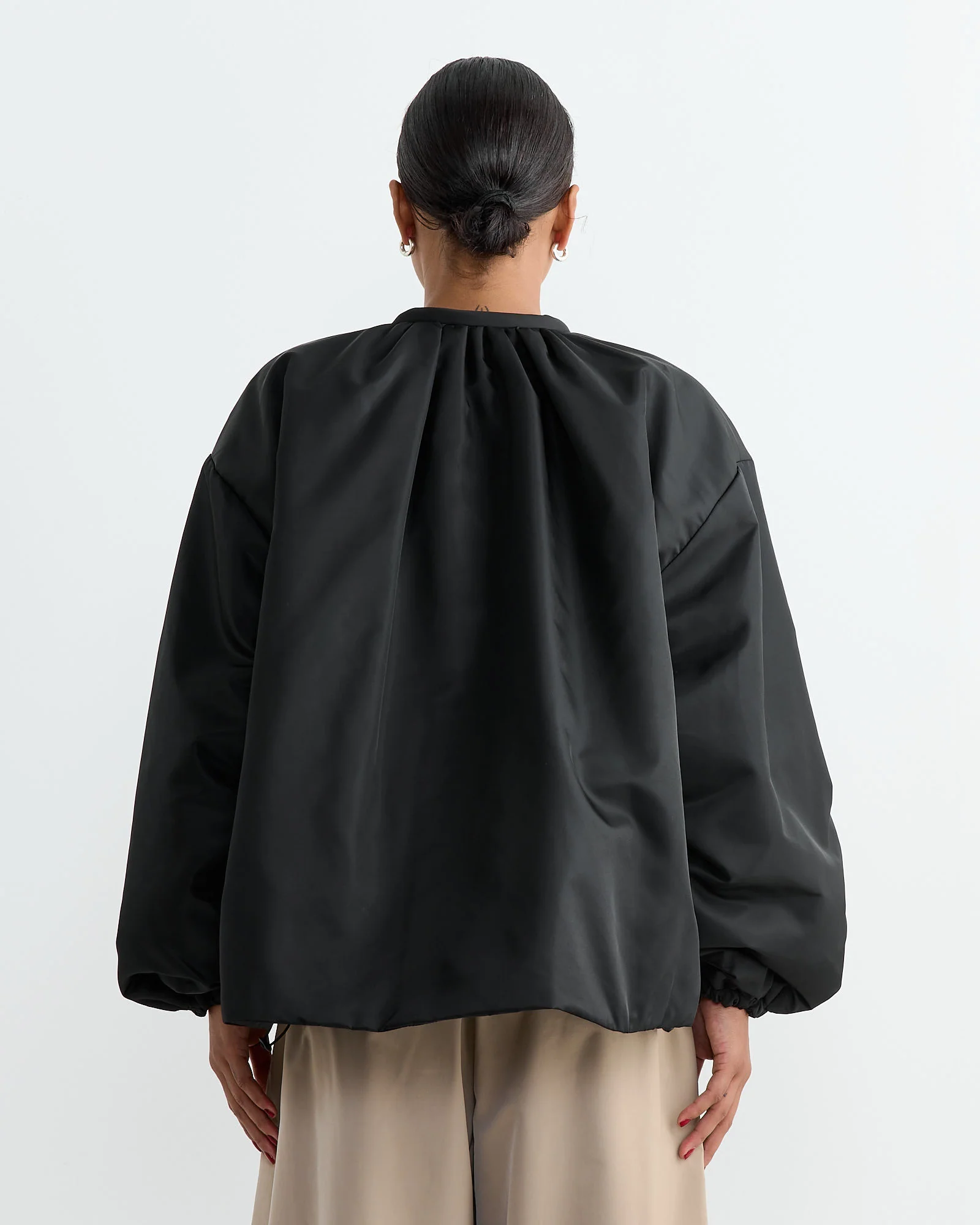 Quilted Reversible Padded Jumper in Black - Image 6