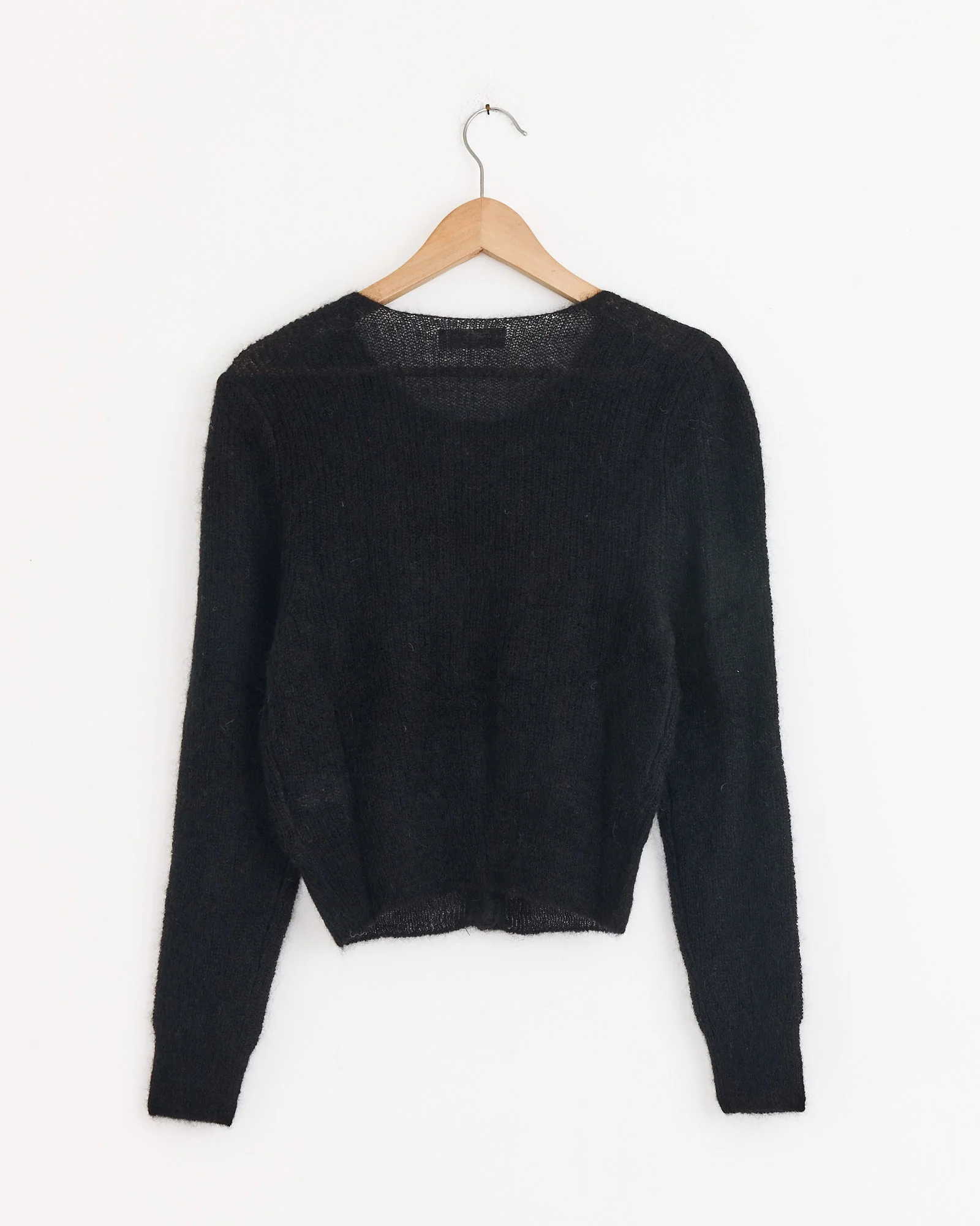Round Neck Sheet Cardigan in Black - Image 3