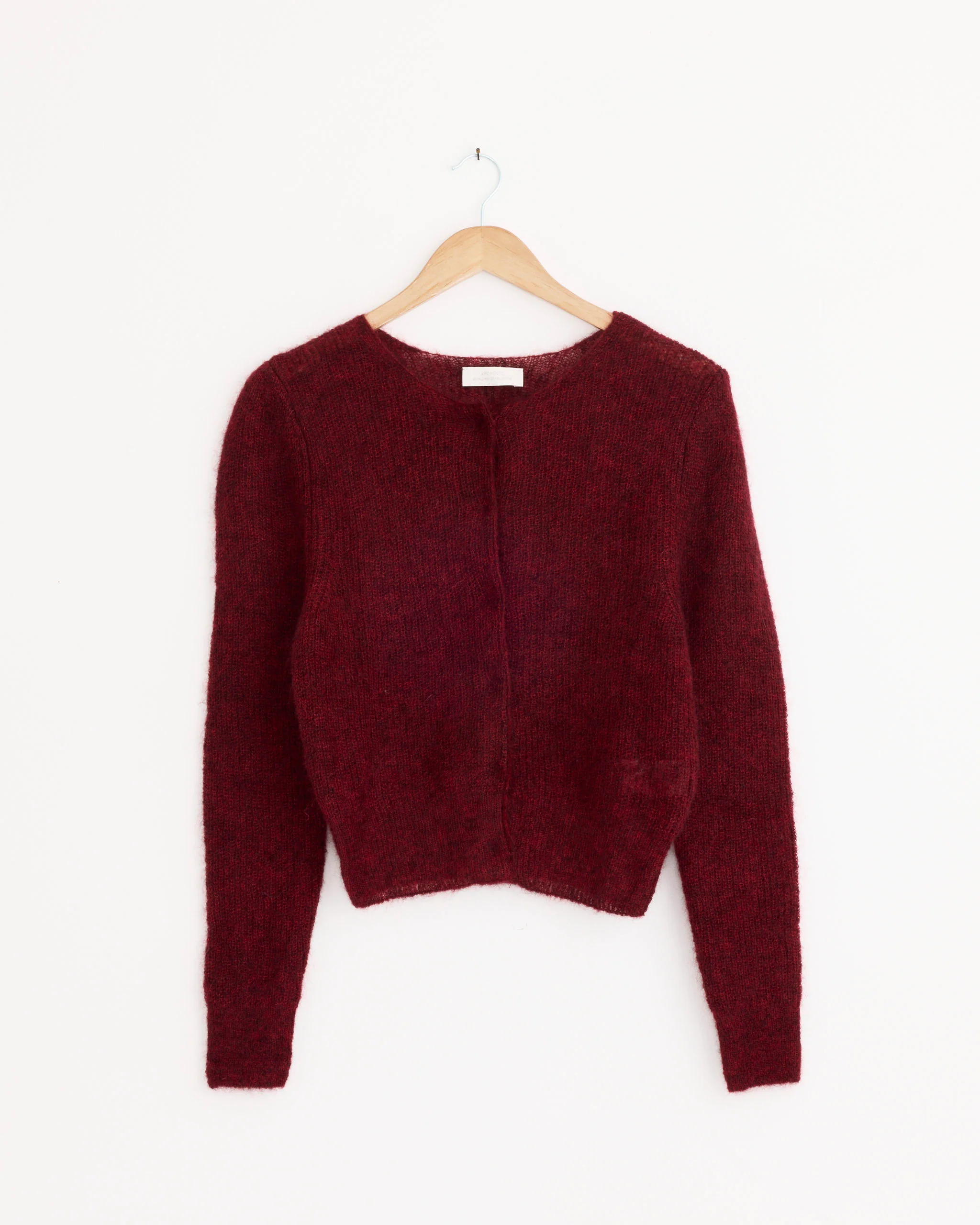 Round Neck Sheet Cardigan in Red