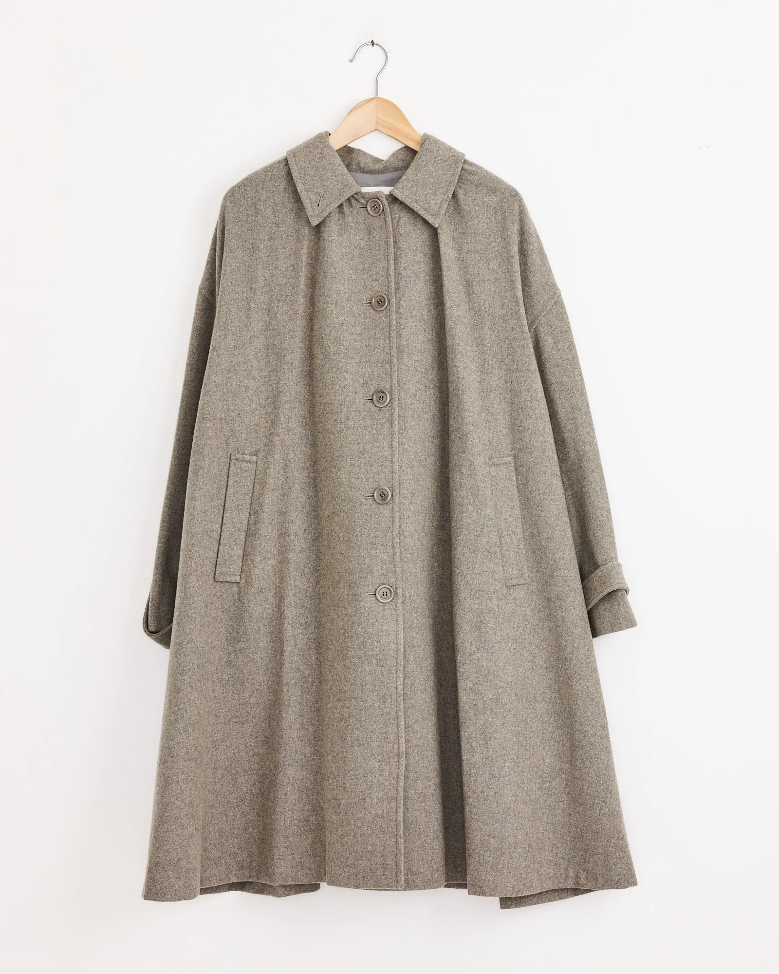 Shirring Coat in Grey Blue