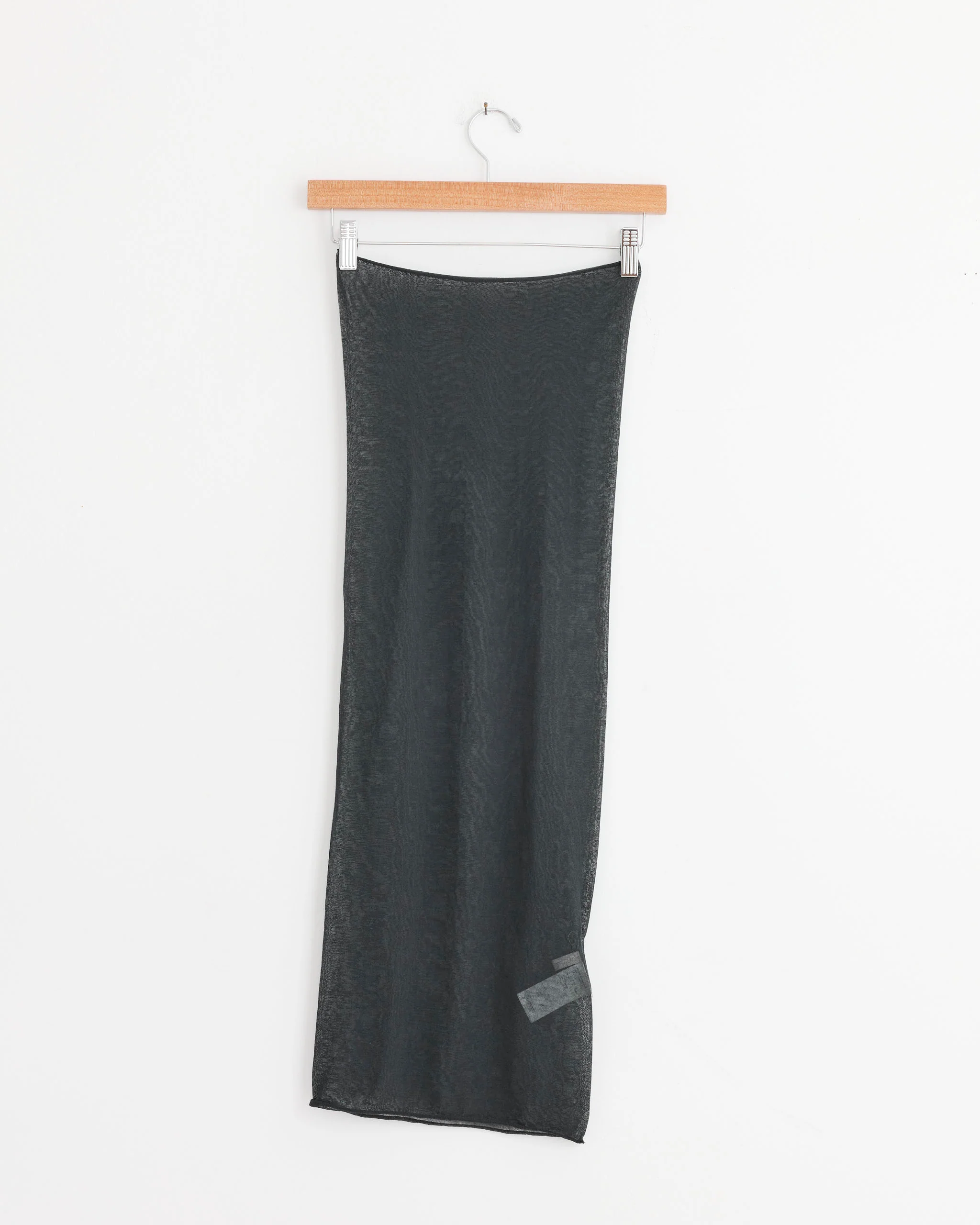 Knit Sheer Bandeau Dress in Charcoal - Image 3