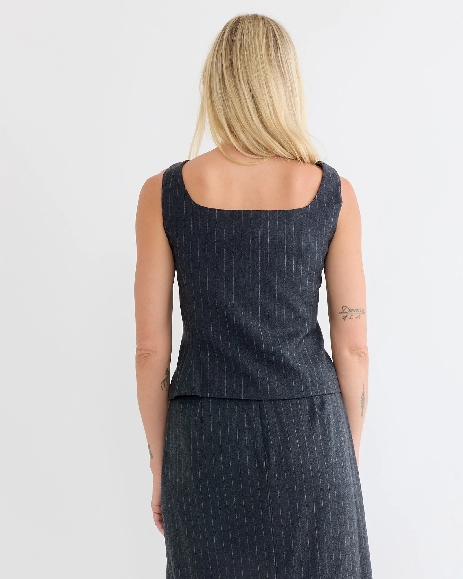 Wool Snap Button Down Vest in Stripe - Image 4
