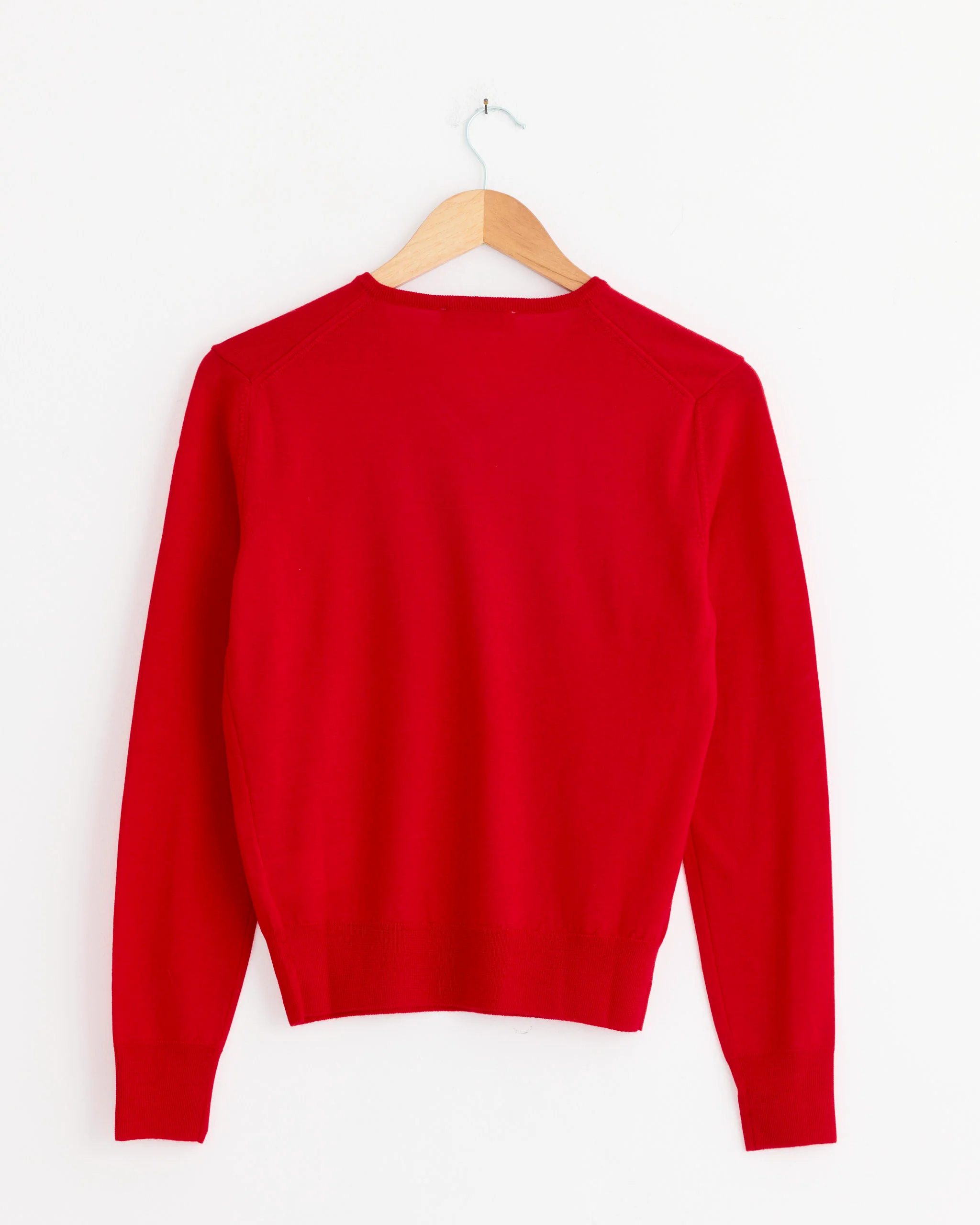Wool V-Neck Knit in Red - Image 2