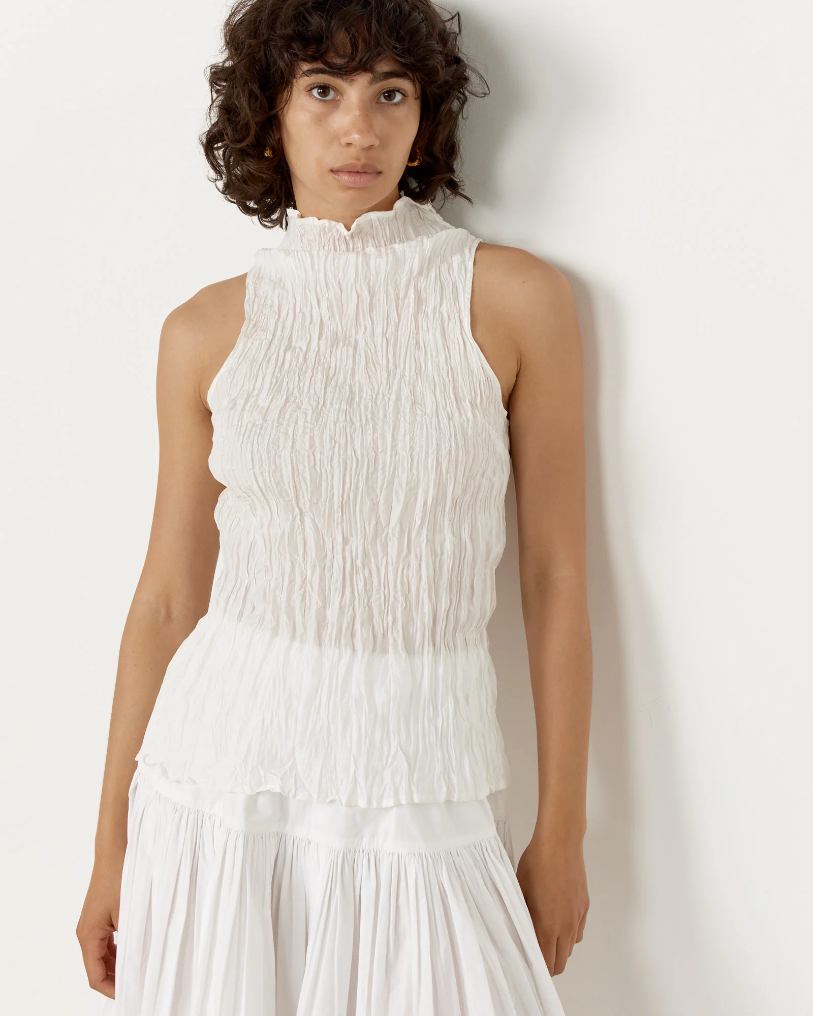 Mauny Pleated Top in Chalk - Image 3