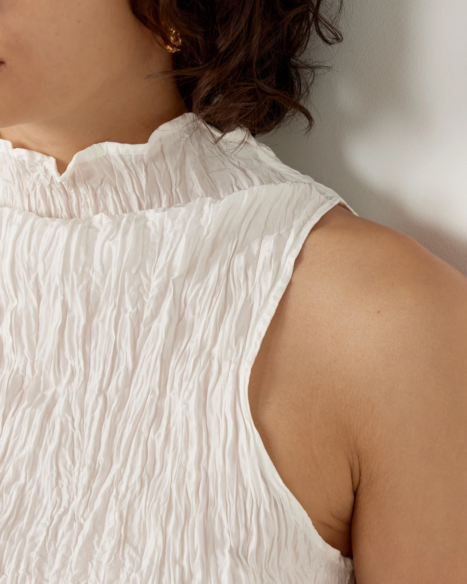 Mauny Pleated Top in Chalk - Image 4