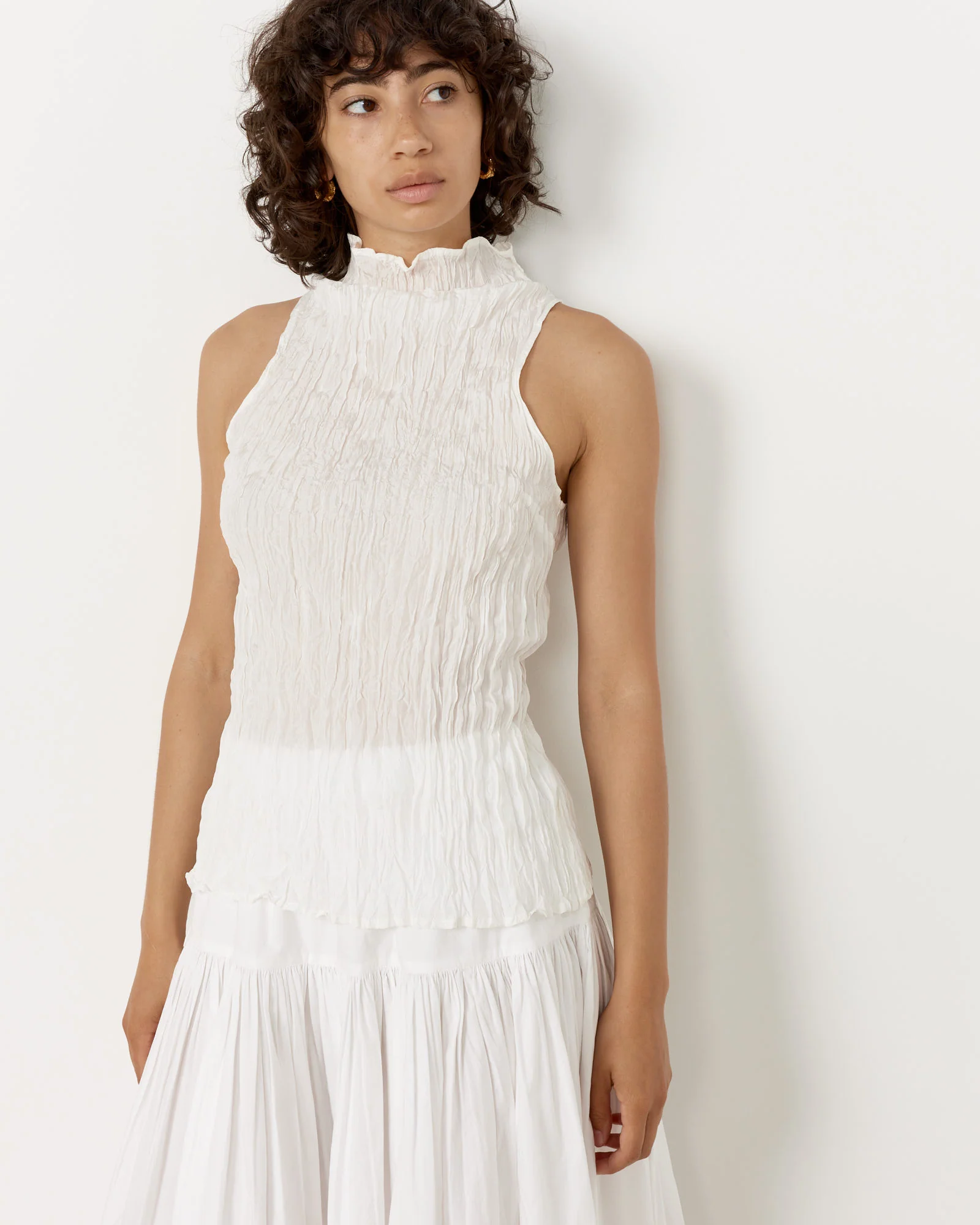 Mauny Pleated Top in Chalk - Image 5