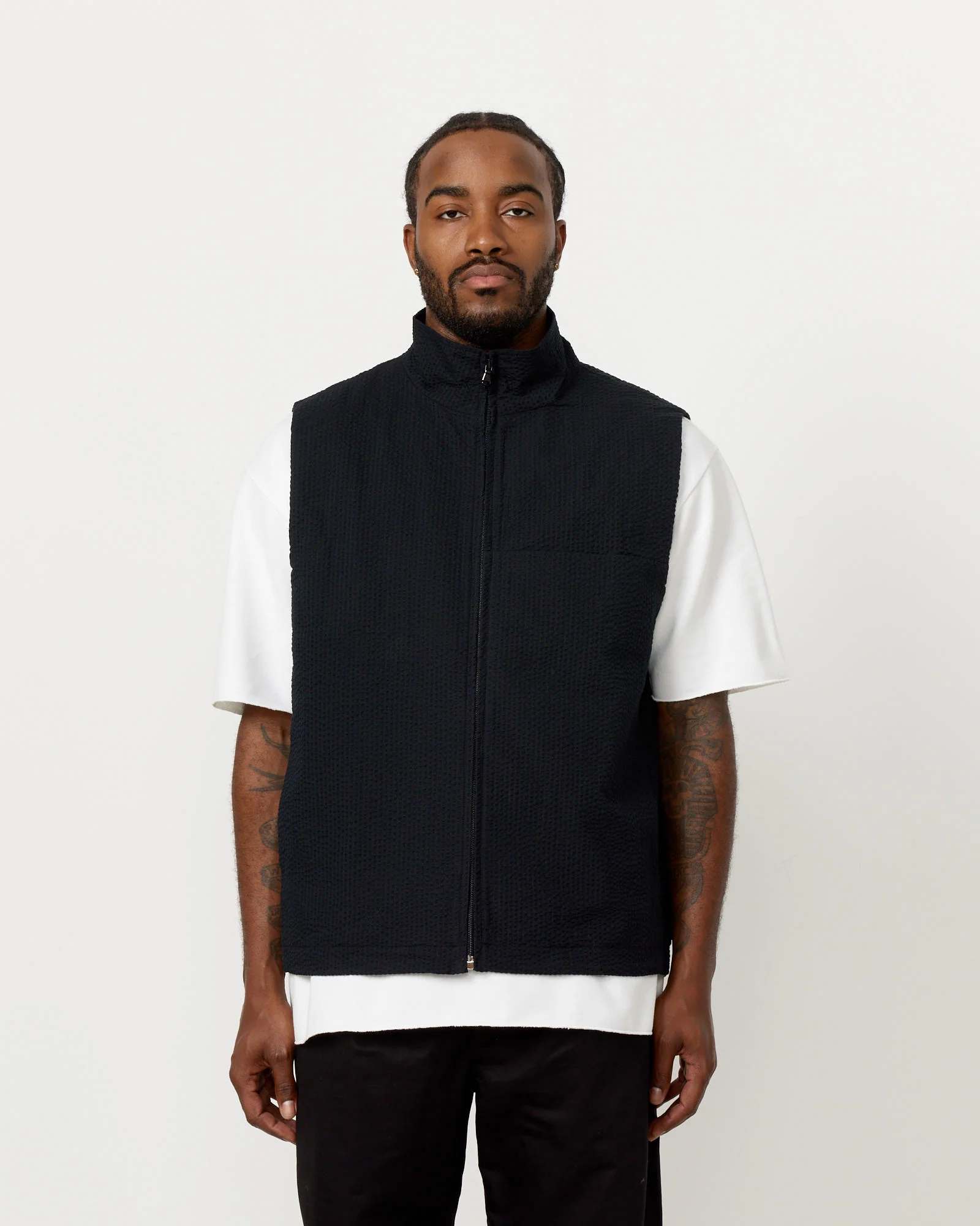 Full Zip Track Vest in Black - Image 2