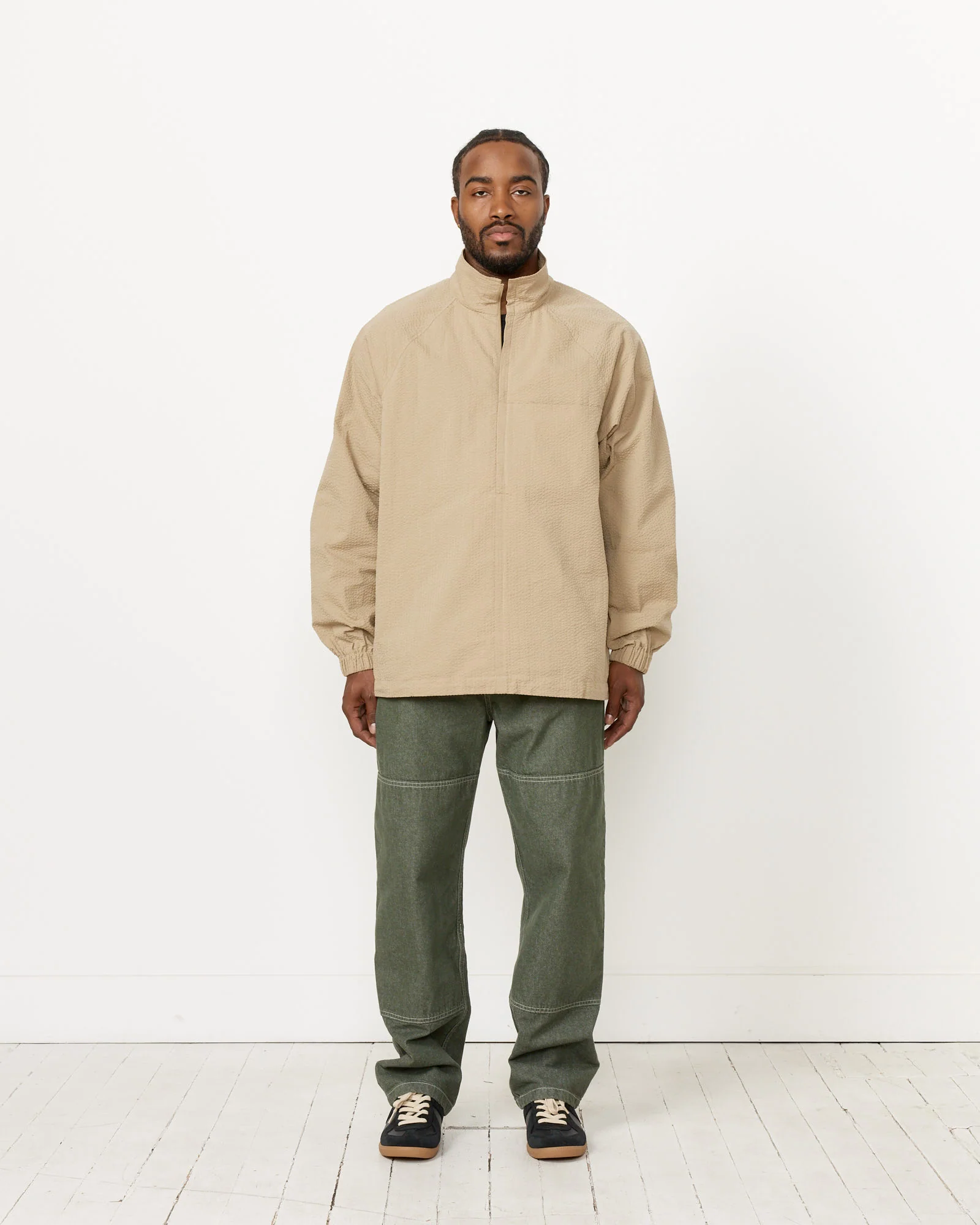 Half Zip Track Jacket in Sand - Image 2