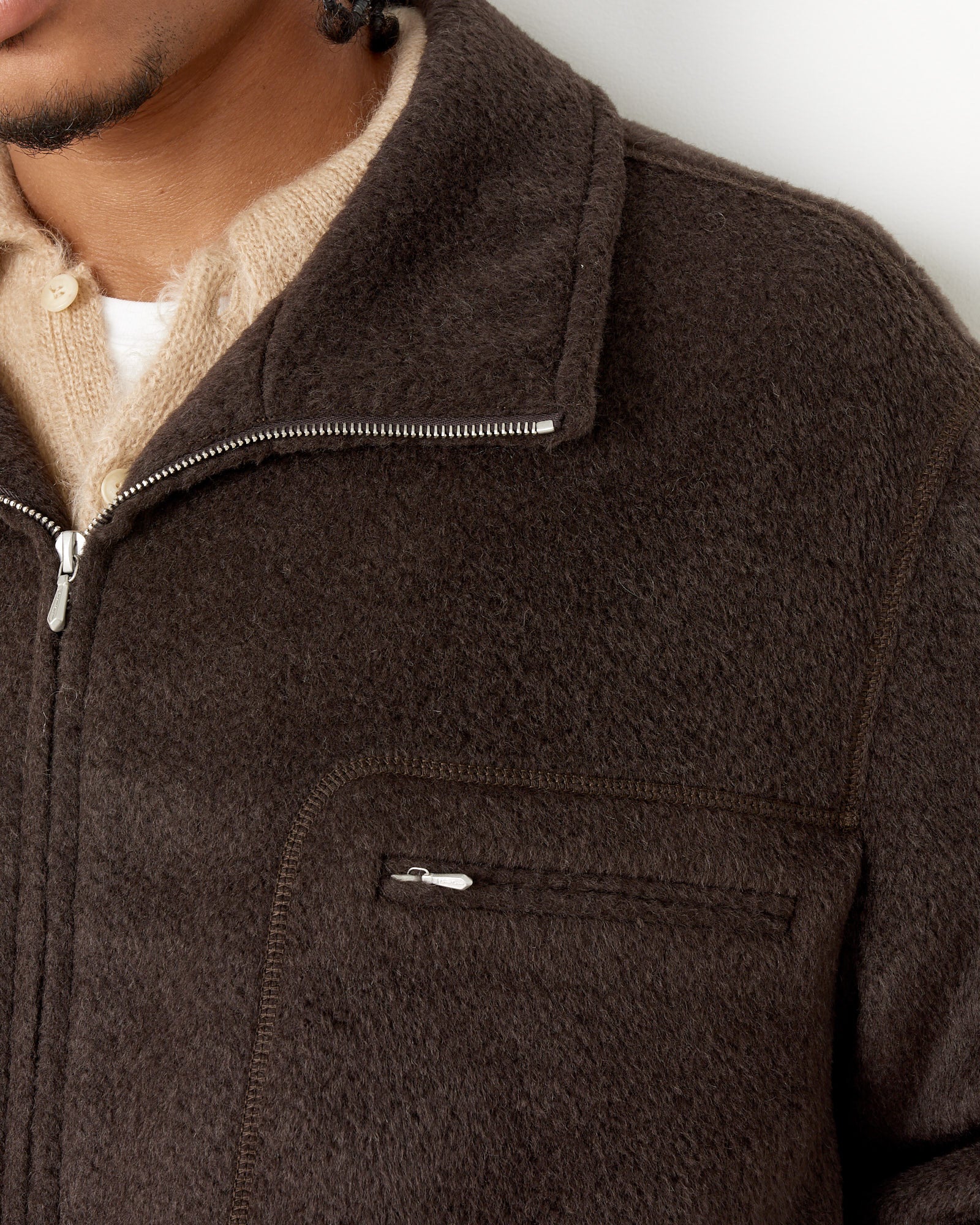 Brushed Mohair Jacquard Zip Blouson - Image 4