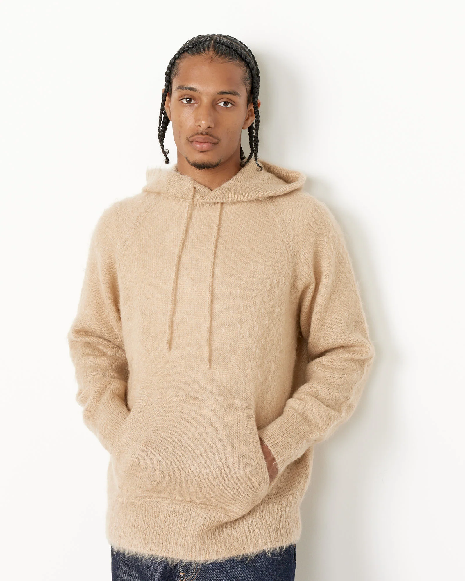 Brushed Mohair Knit Hoodie - Image 3