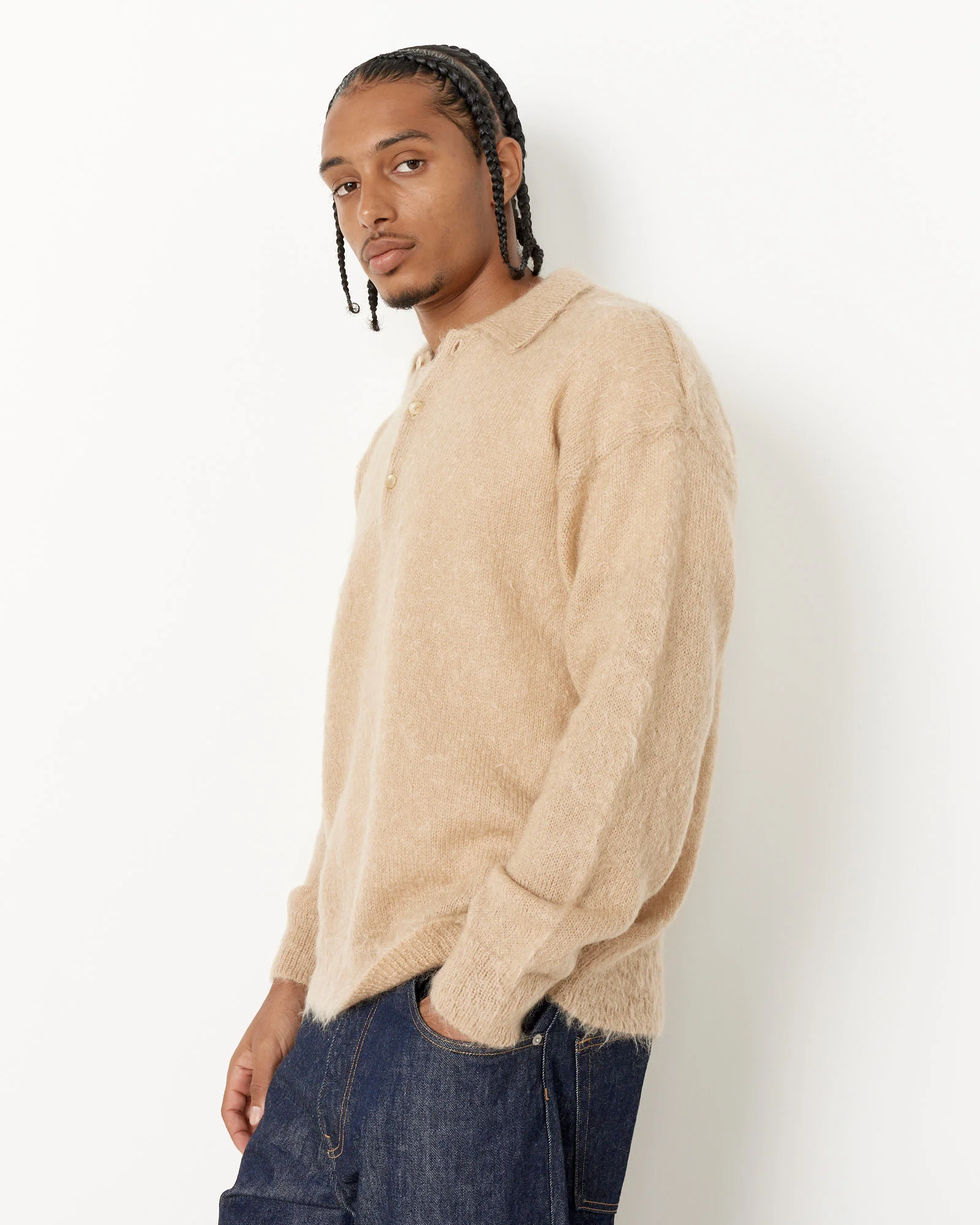 Brushed Mohair Knit Polo - Image 5