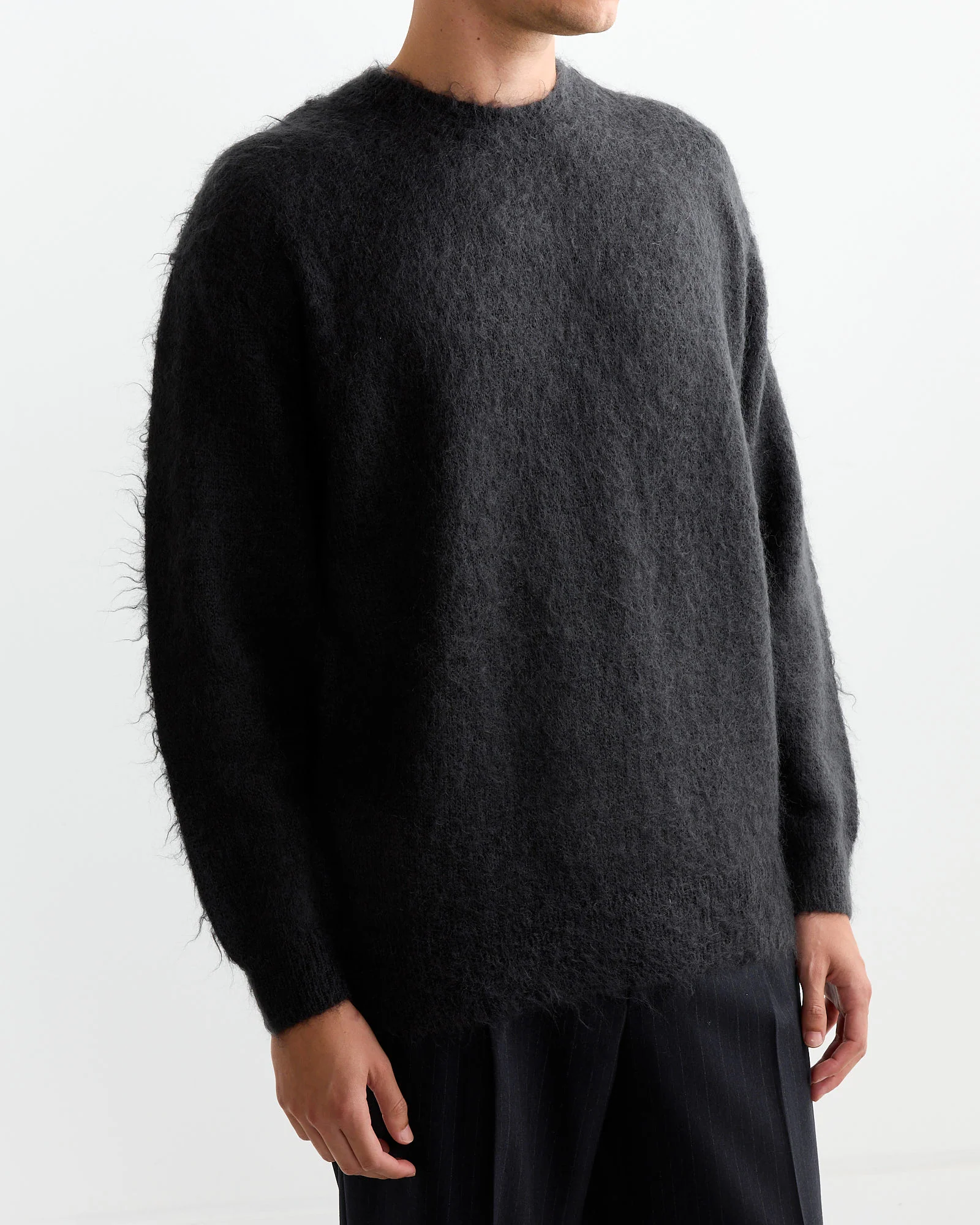 Brushed Mohair Pullover in Ink Black - Image 3