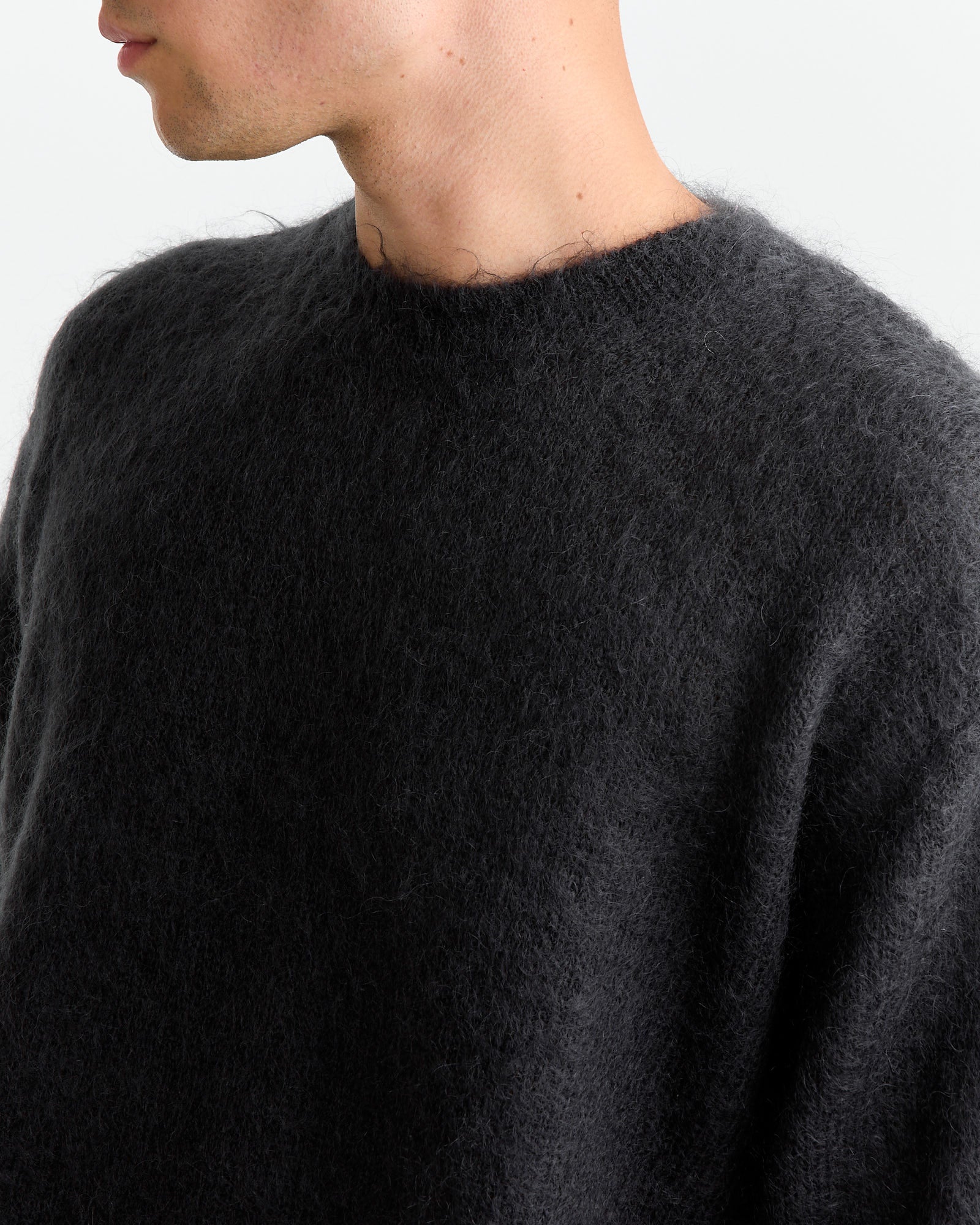 Brushed Mohair Pullover in Ink Black - Image 4