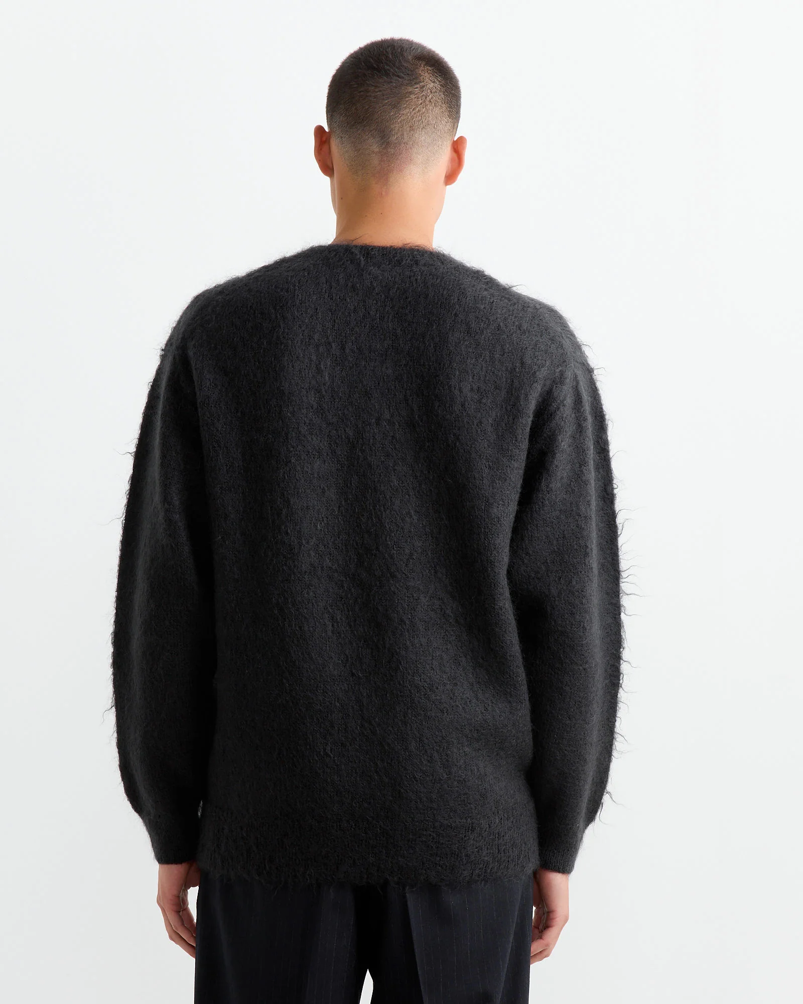 Brushed Mohair Pullover in Ink Black - Image 5