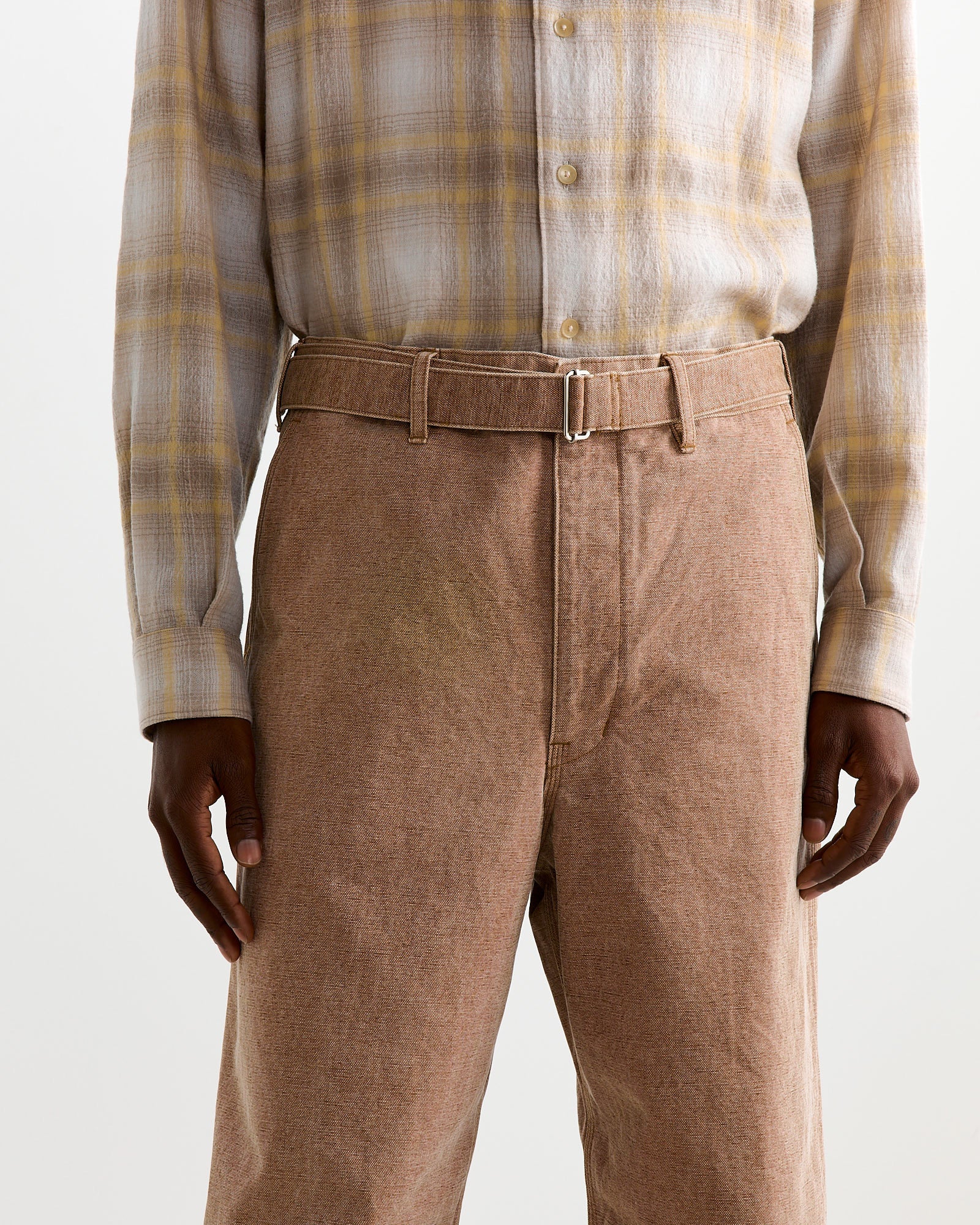 Canvas Belted Pant in Light Brown - Image 3