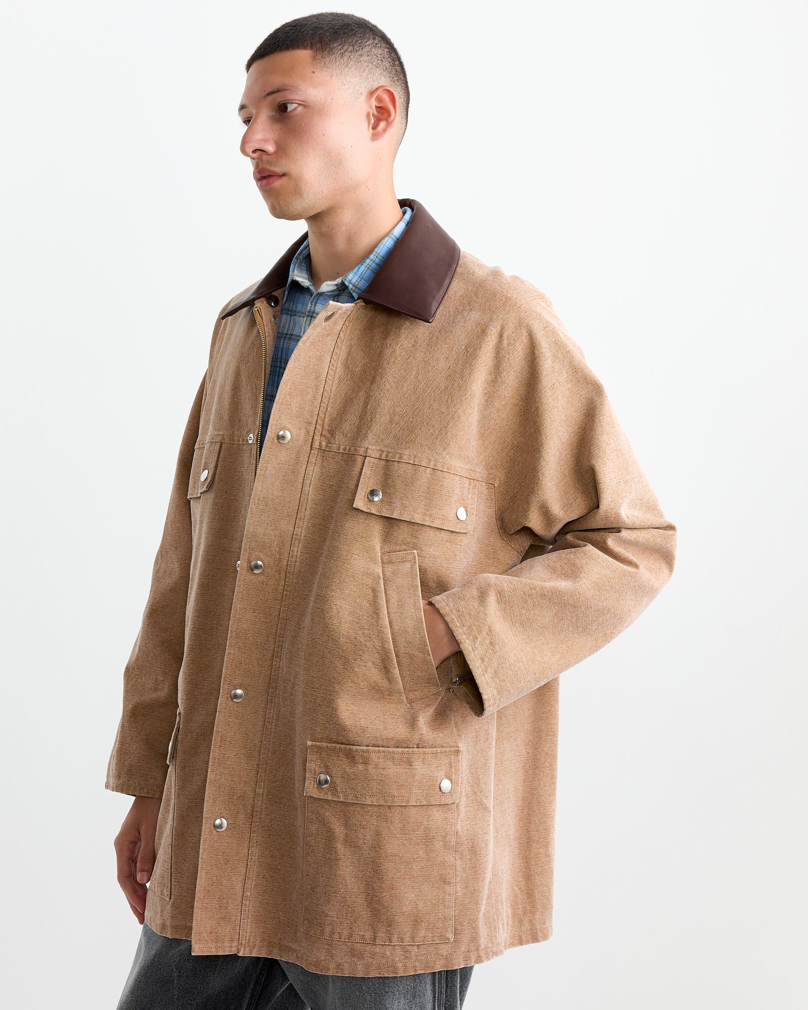 Canvas Hunting Blouson in Light Brown - Image 3