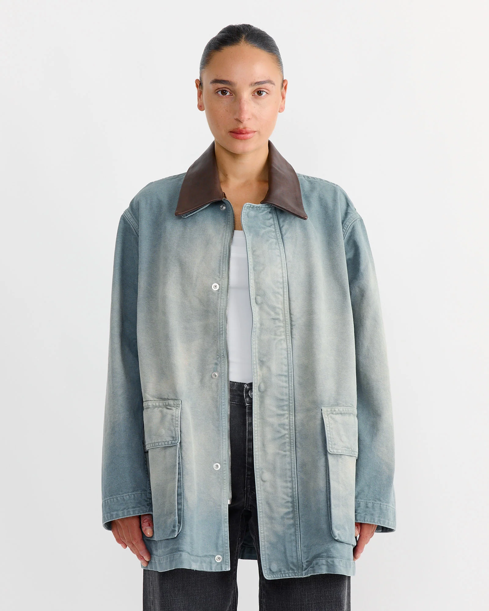 Cotton Duck Blouson in Ash Green