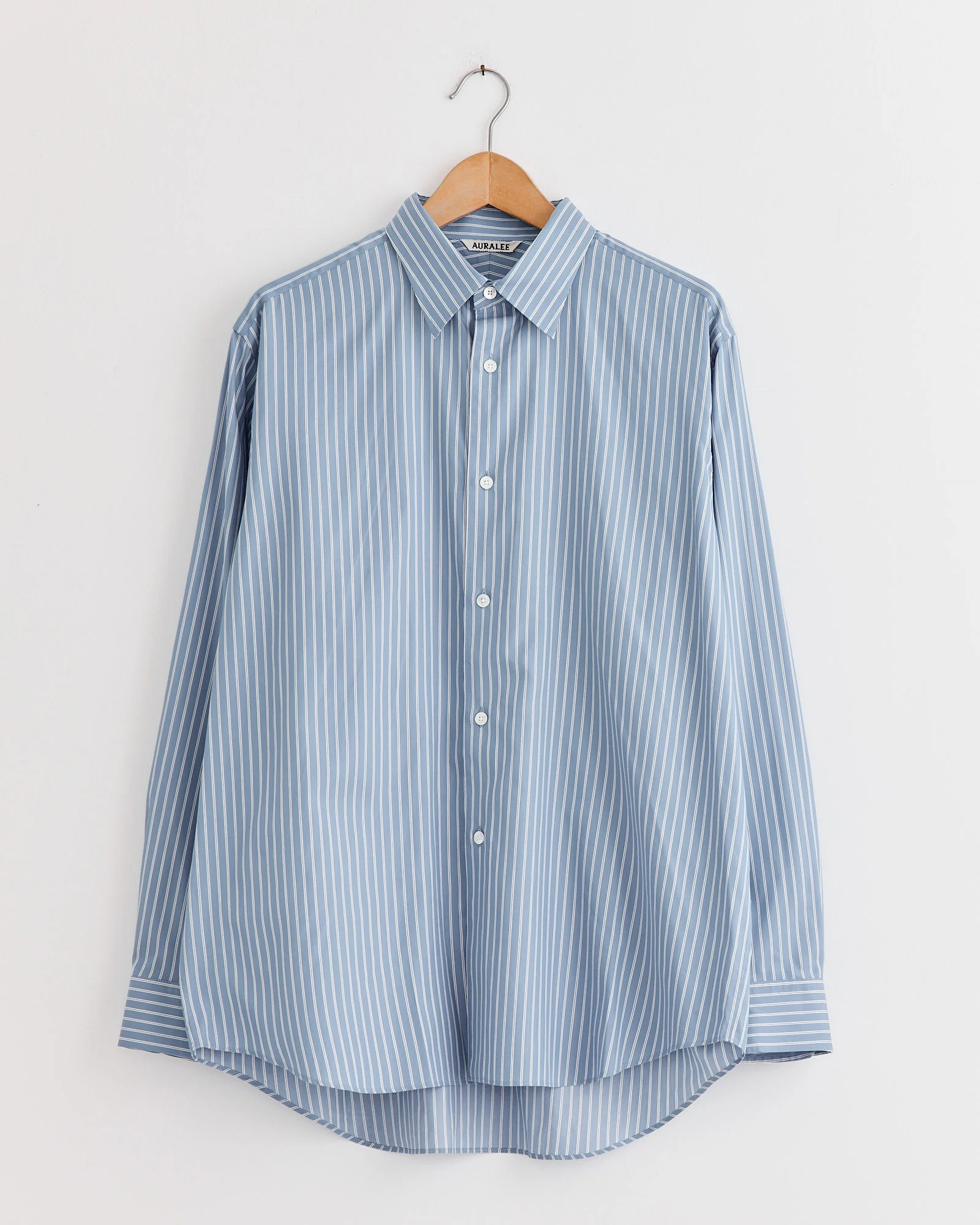 Cotton Silk Stripe Shirt in Blue