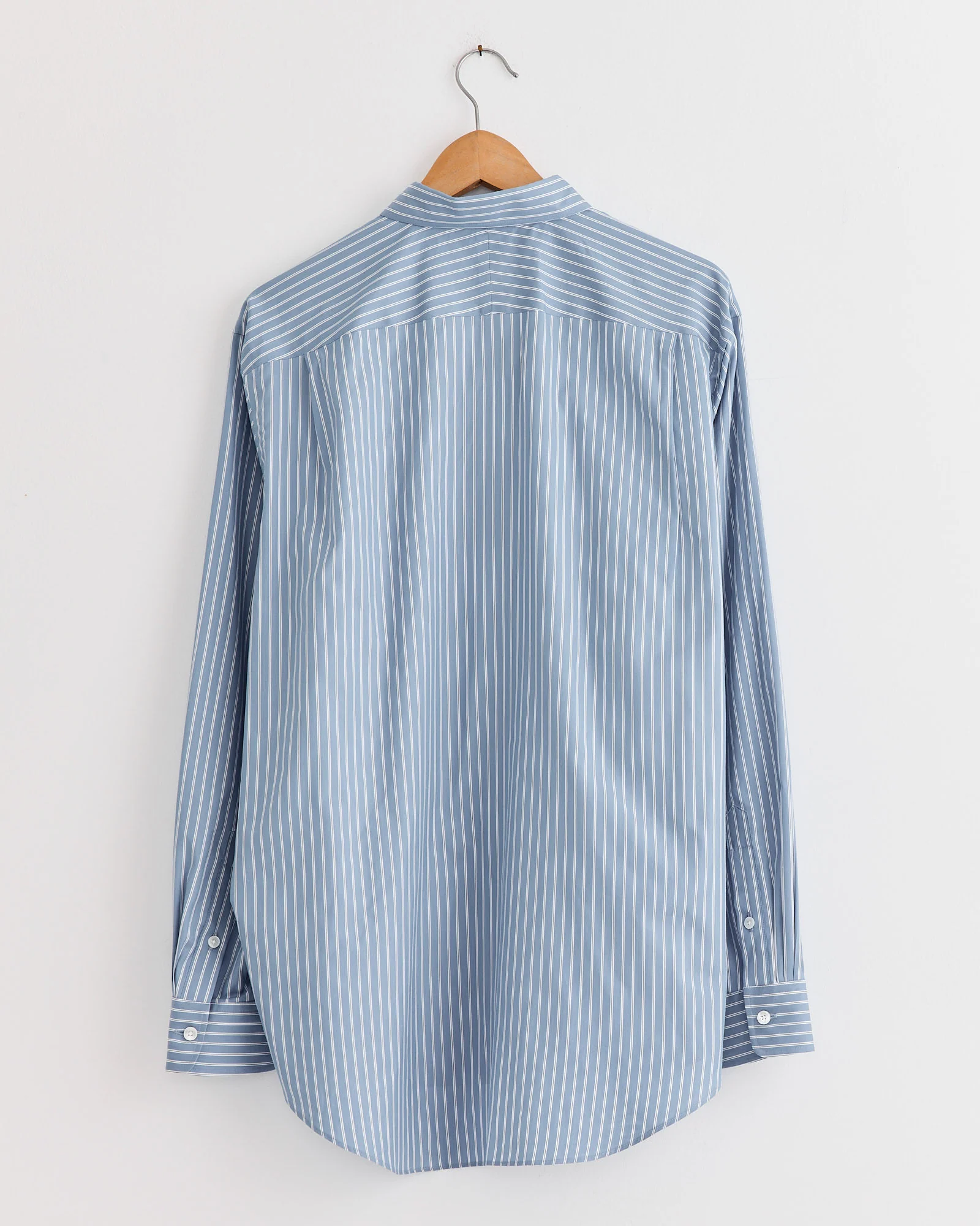 Cotton Silk Stripe Shirt in Blue - Image 3