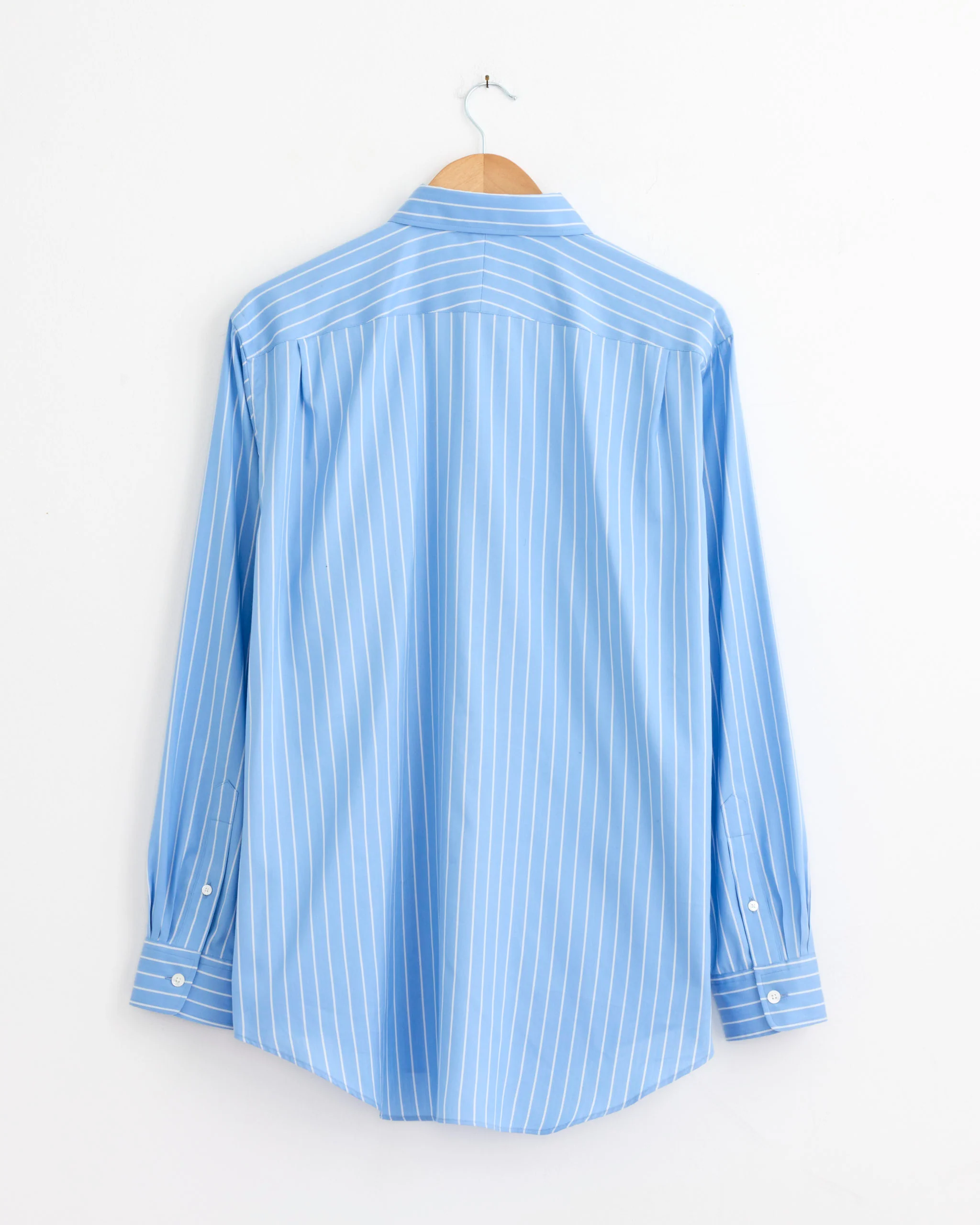 Cotton Silk Stripe Shirt in Sax Blue - Image 3