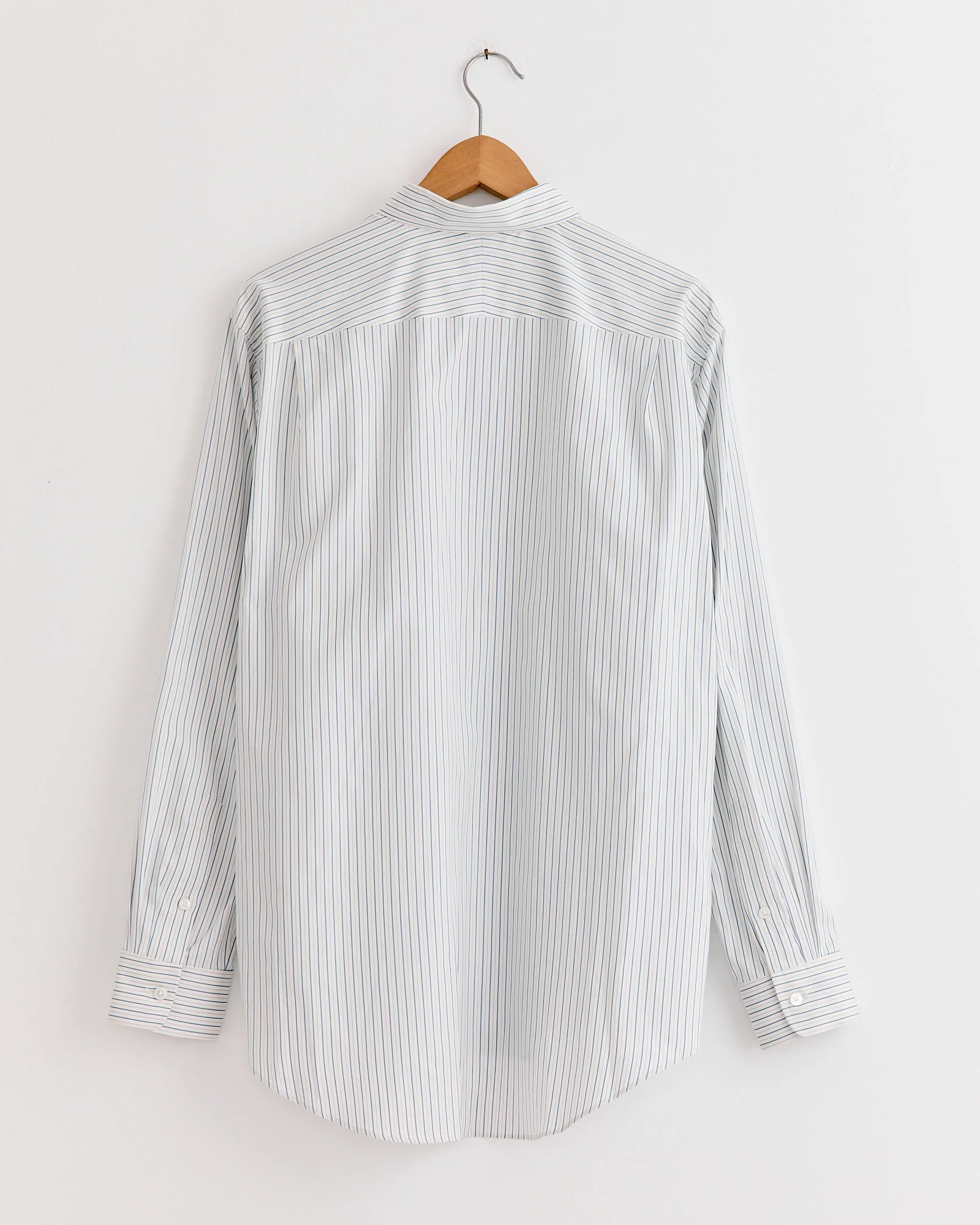 Cotton Silk Stripe Shirt in White - Image 3