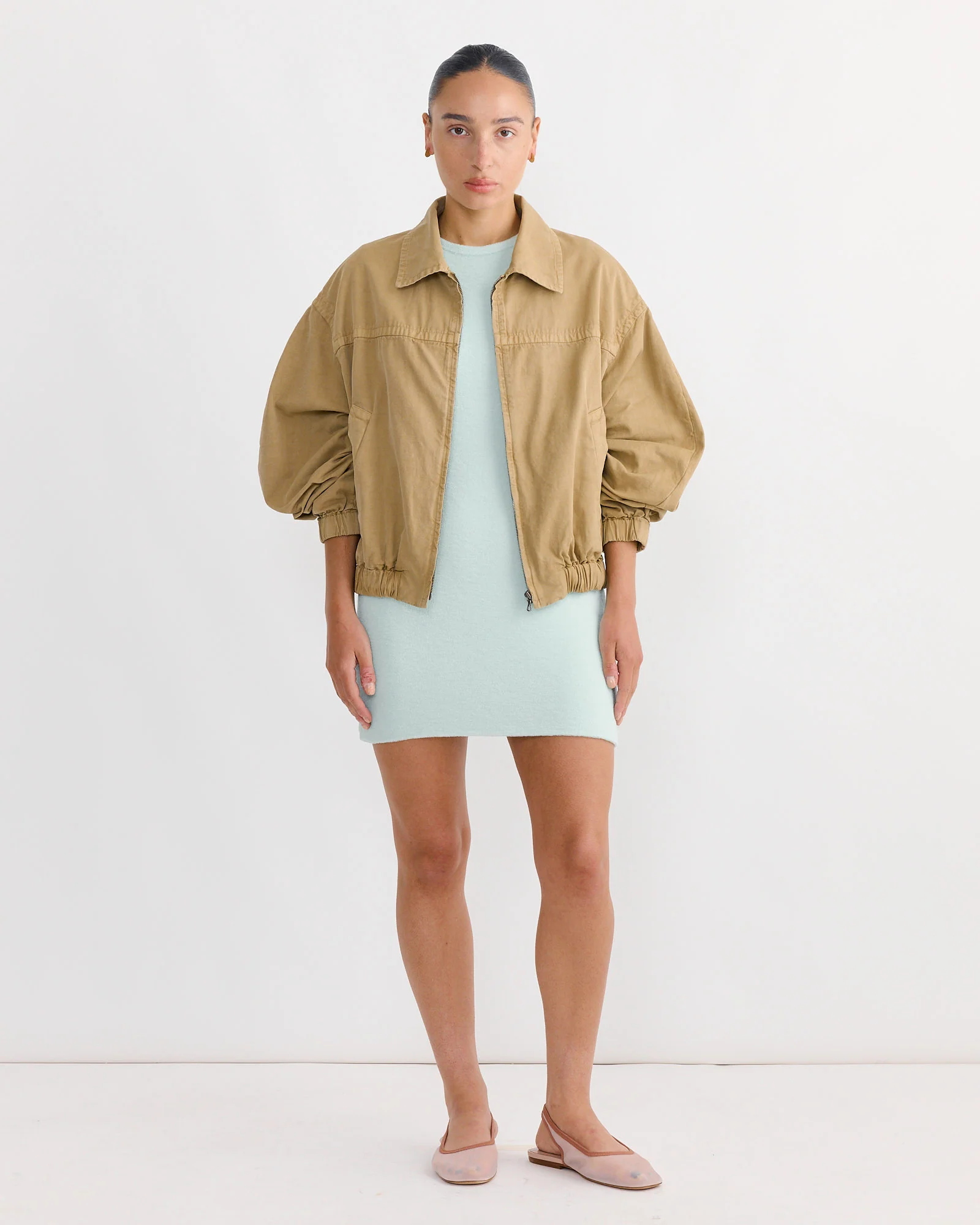 Dyed Finx Gabardine Blouson in Beige - Image 3