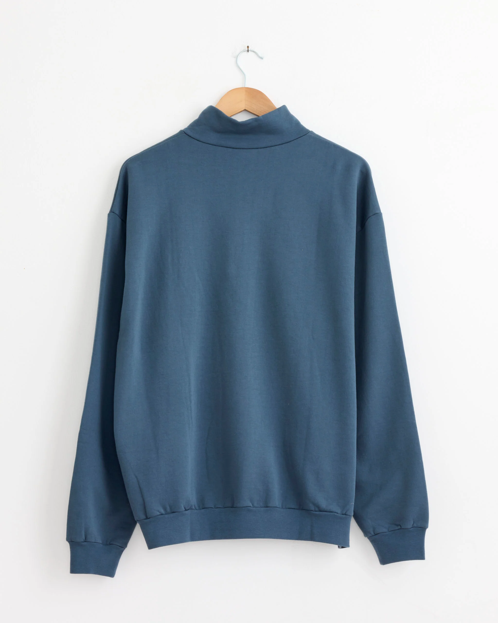 Elastic High Gauge Sweat Zip Pullover in Dusty Blue - Image 3