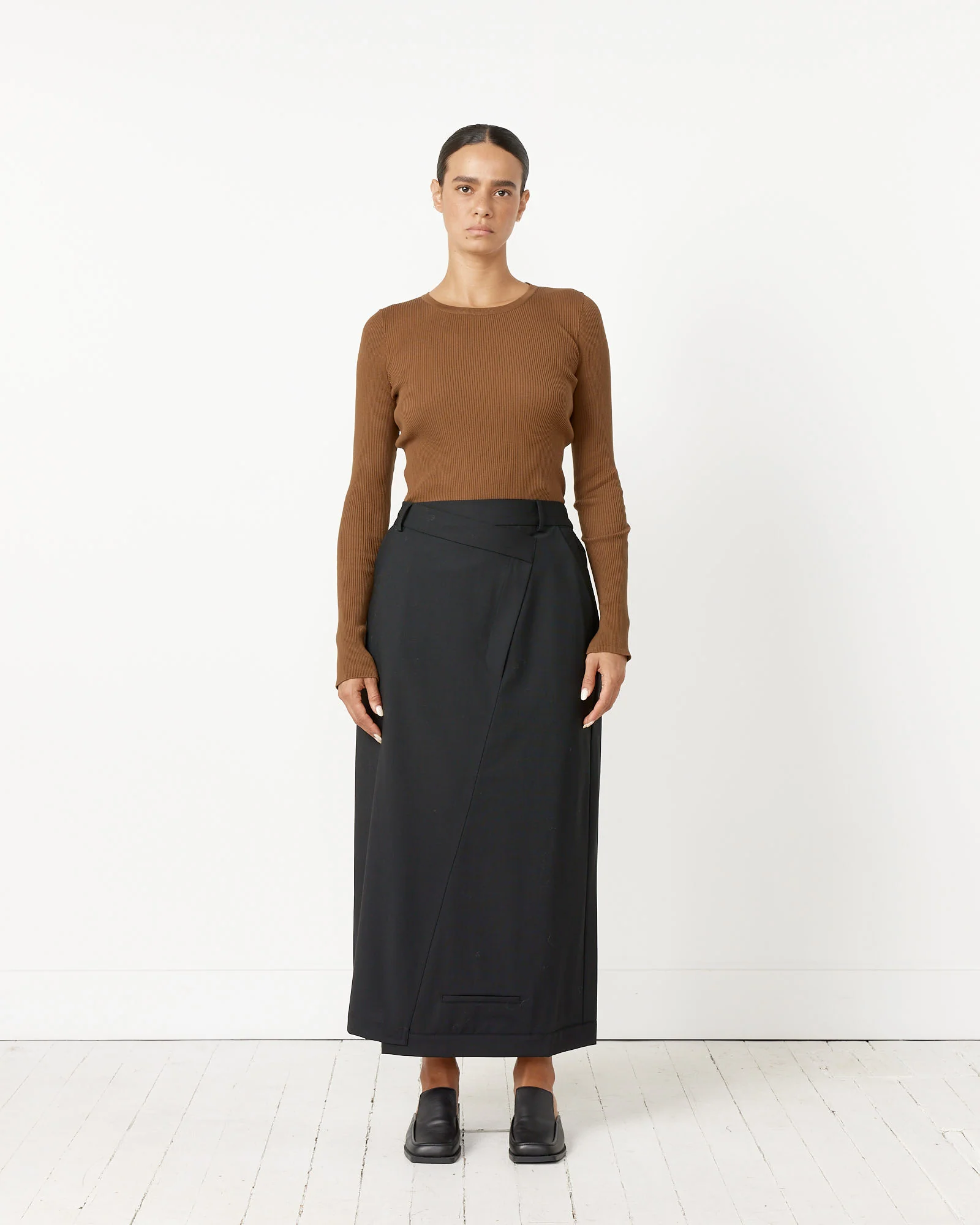 Giza Rib Knit Pullover in Brown - Image 2