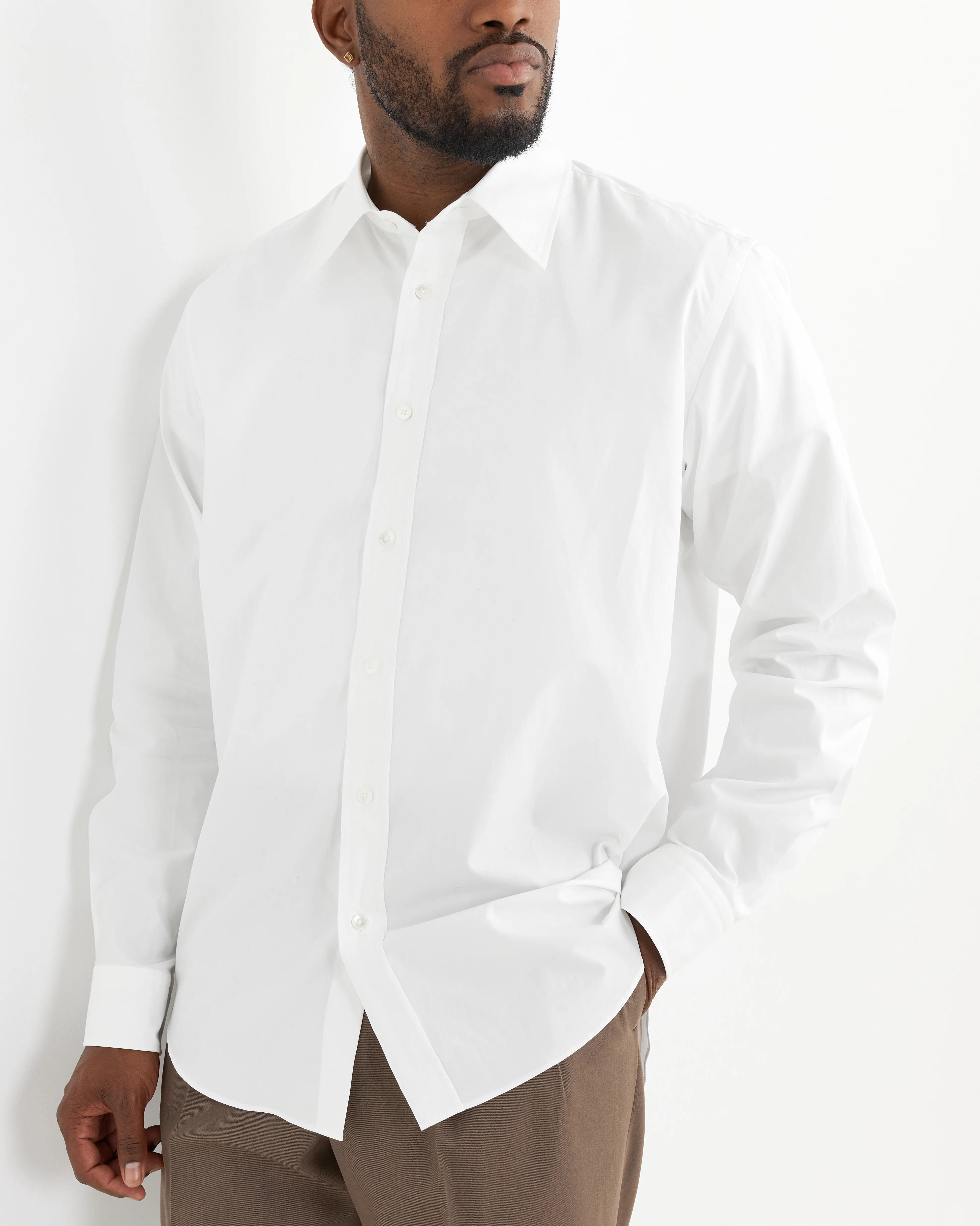 High Count Fine Ox Shirt in White - Image 3