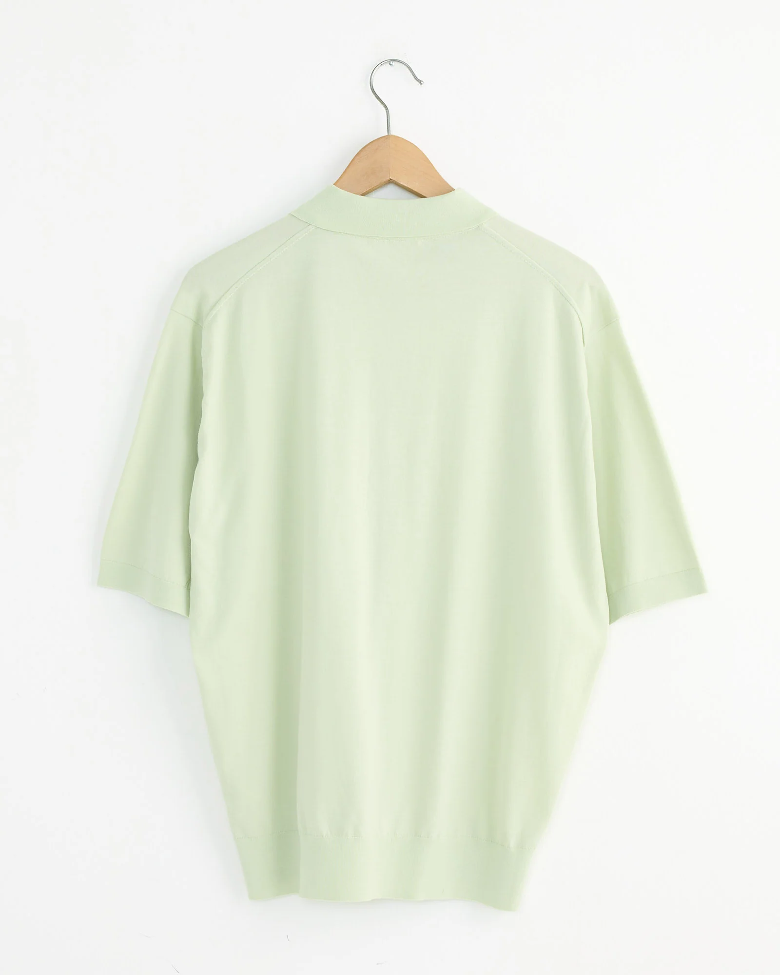 High Gauge Knit Polo in Light Pistachio - Image 3