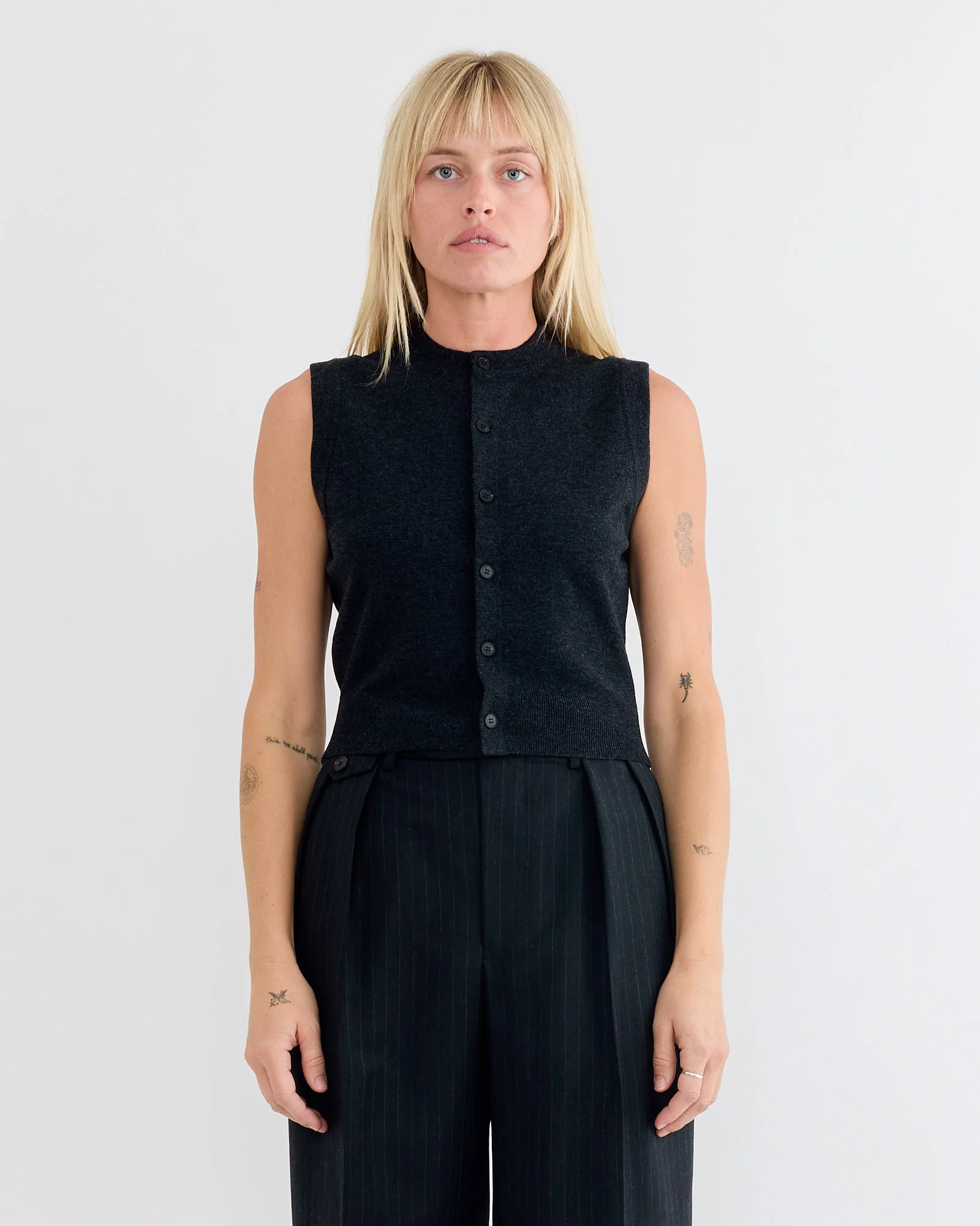 High Twist Wool Vest in Charcoal