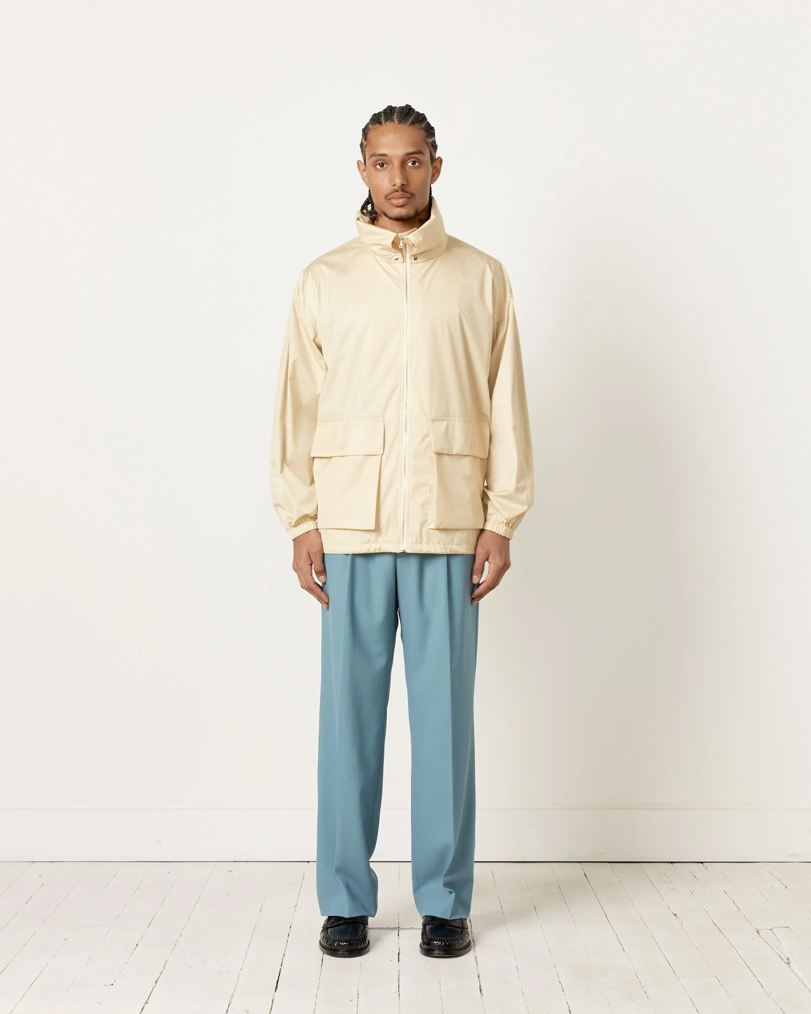 Laminate Zip Blouson in Light Beige - Image 3